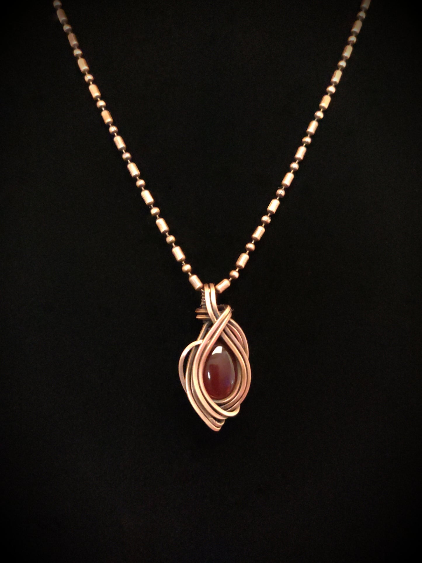 Red Carnelian Copper Pendant Necklace