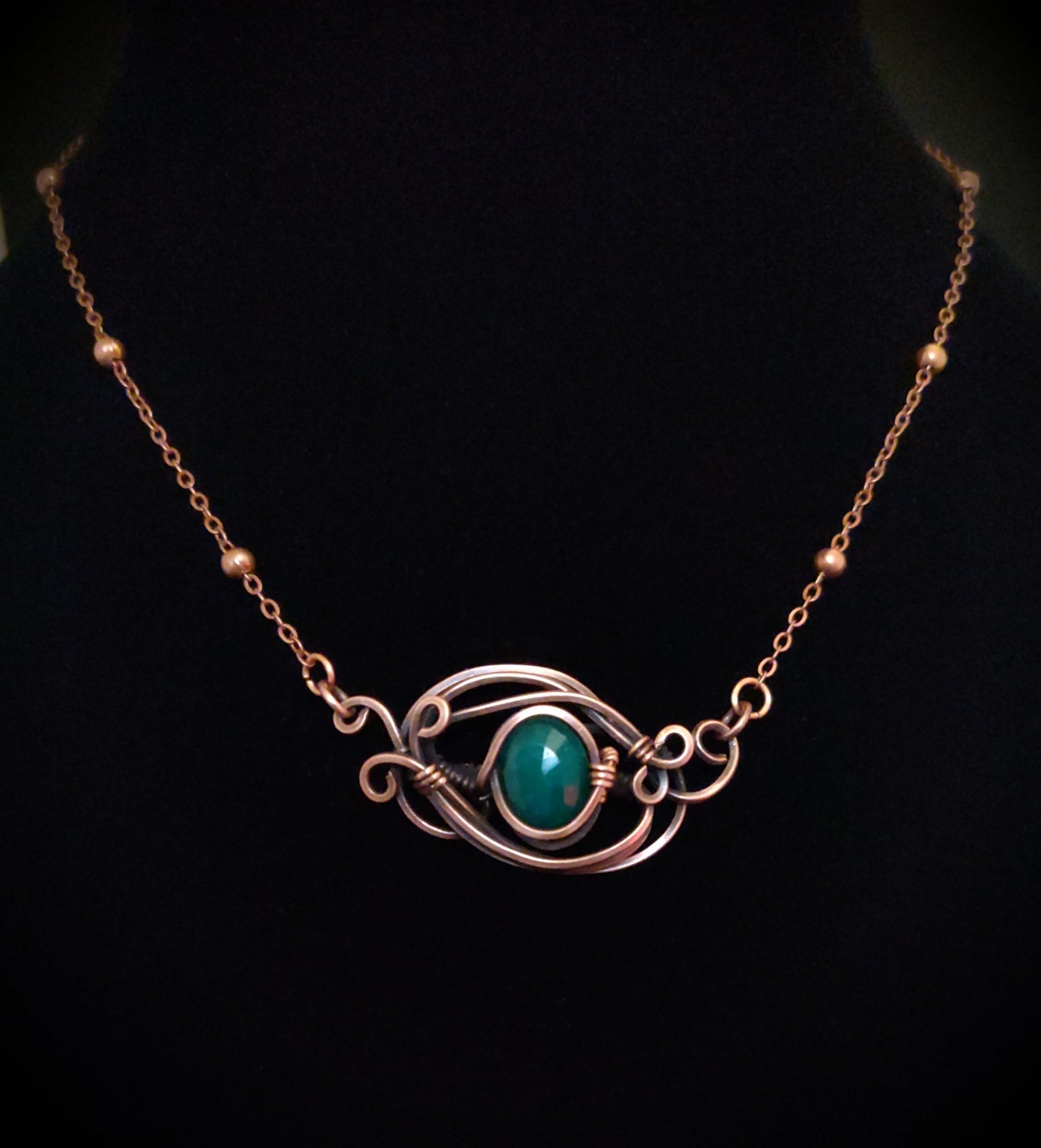 African Emerald & Antique Copper Necklace
