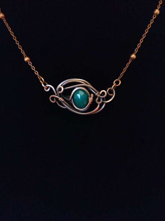 African Emerald & Antique Copper Necklace