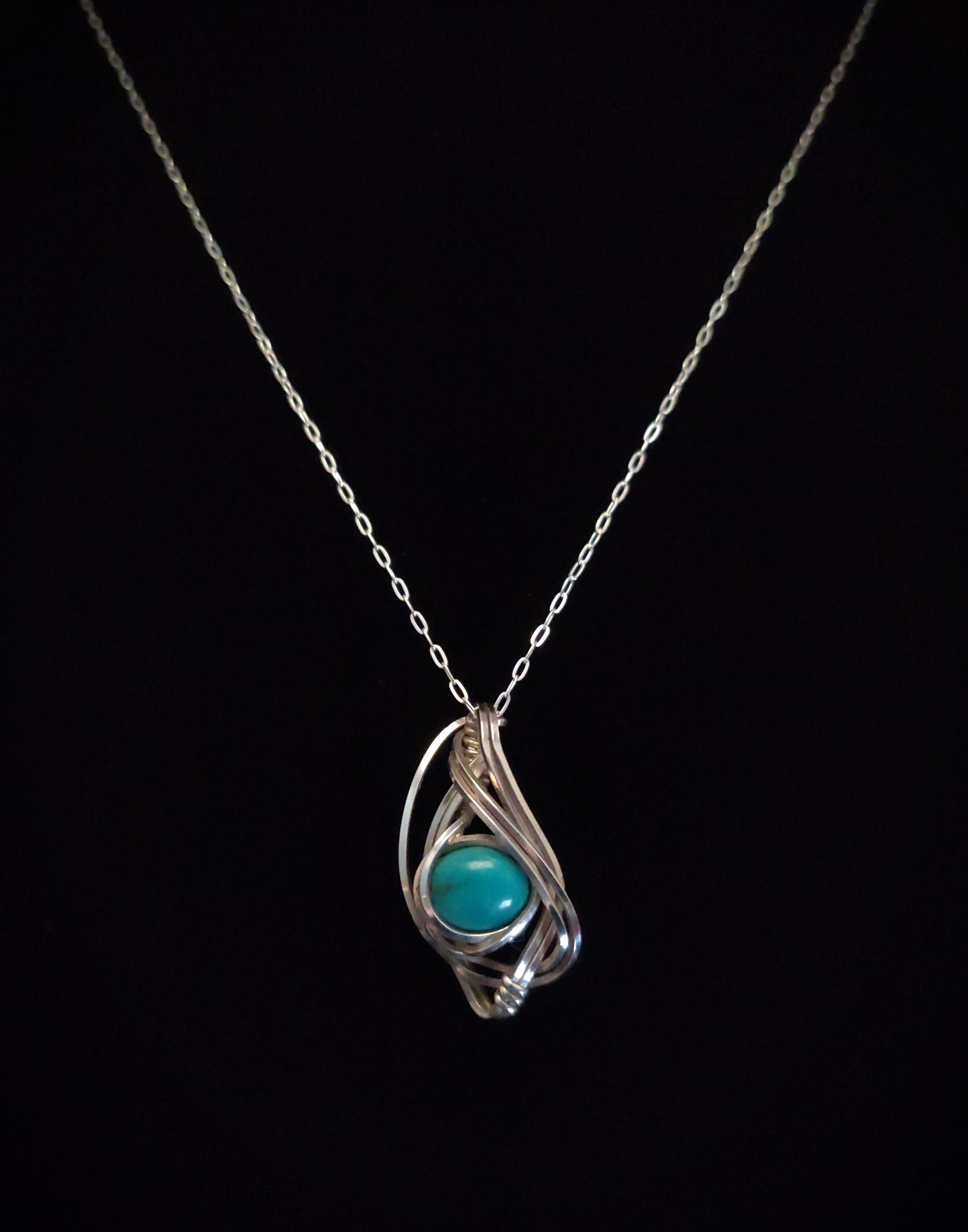 Genuine Turquoise & Sterling Silver Necklace