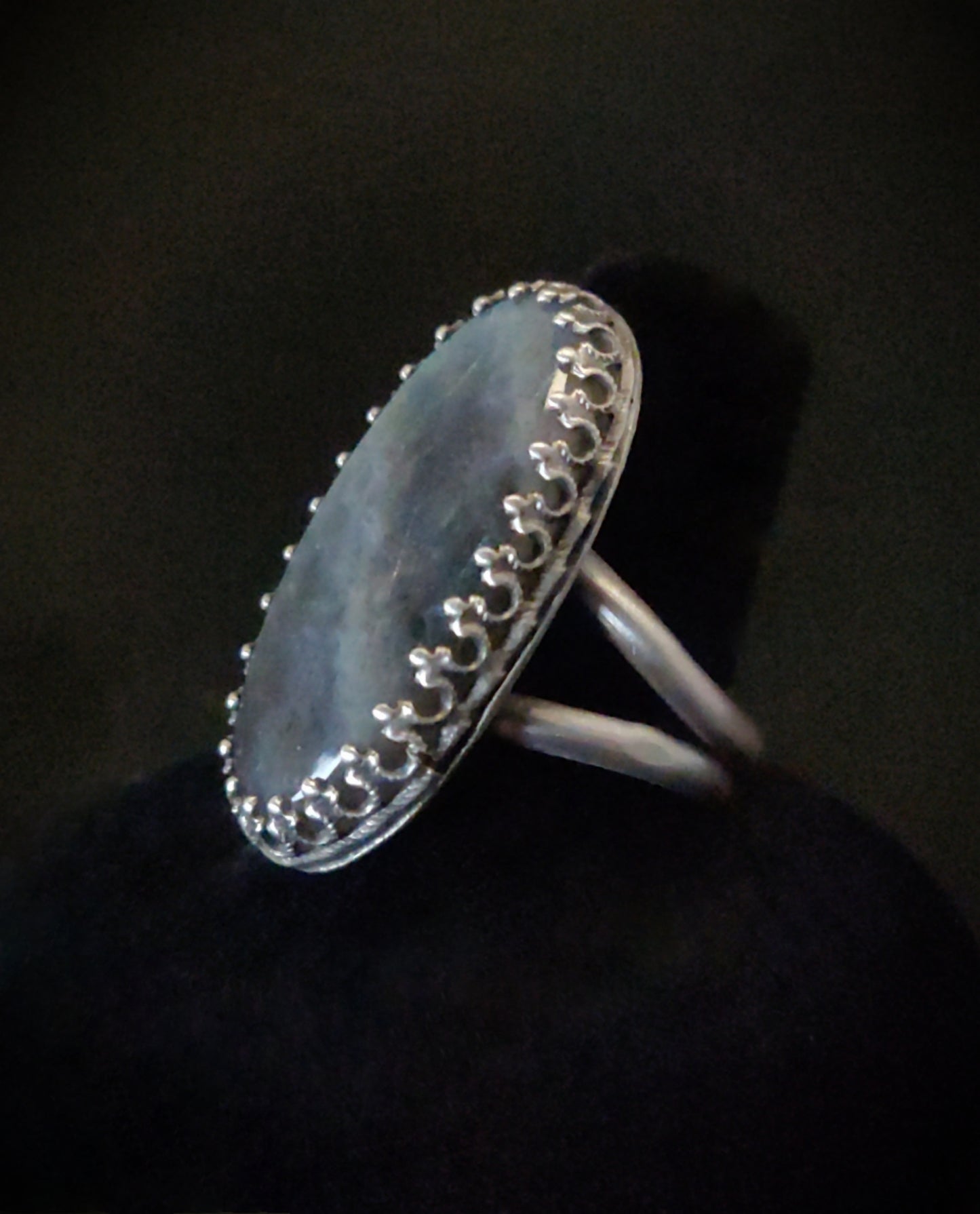 Labradorite & Antique Sterling Silver Cocktail Ring