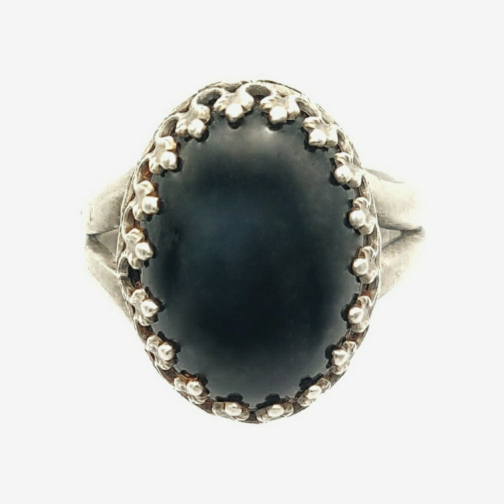 Onyx & Sterling Silver Cocktail Ring