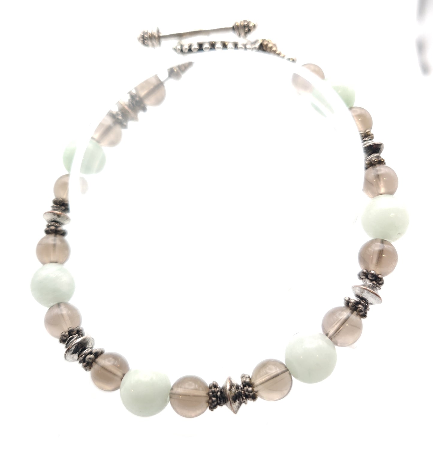 Smoky & Mint Quartz Beaded Bracelet