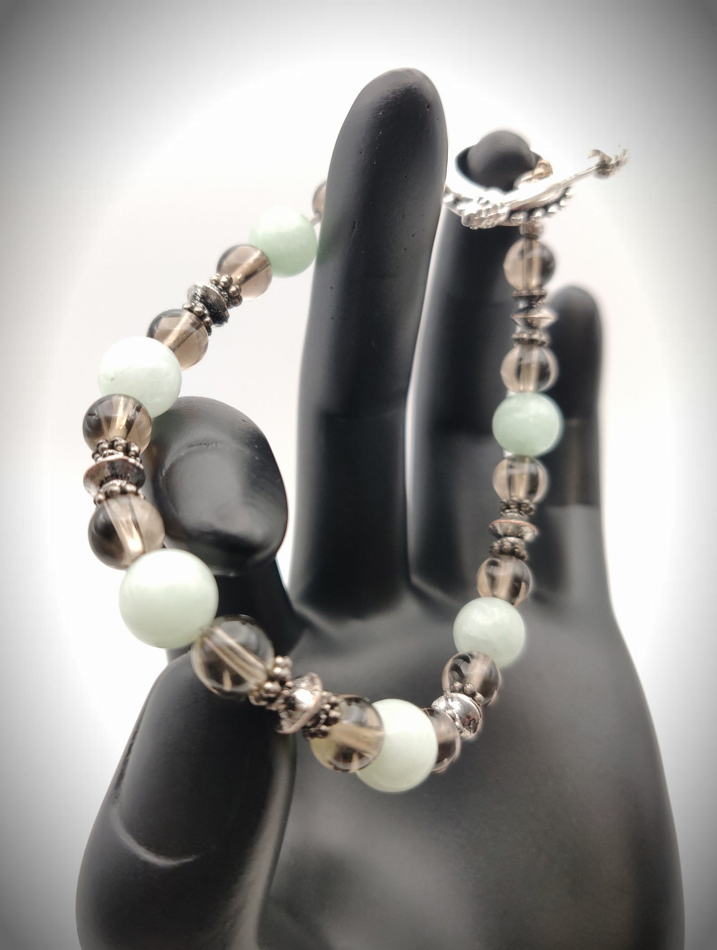 Smoky & Mint Quartz Beaded Bracelet