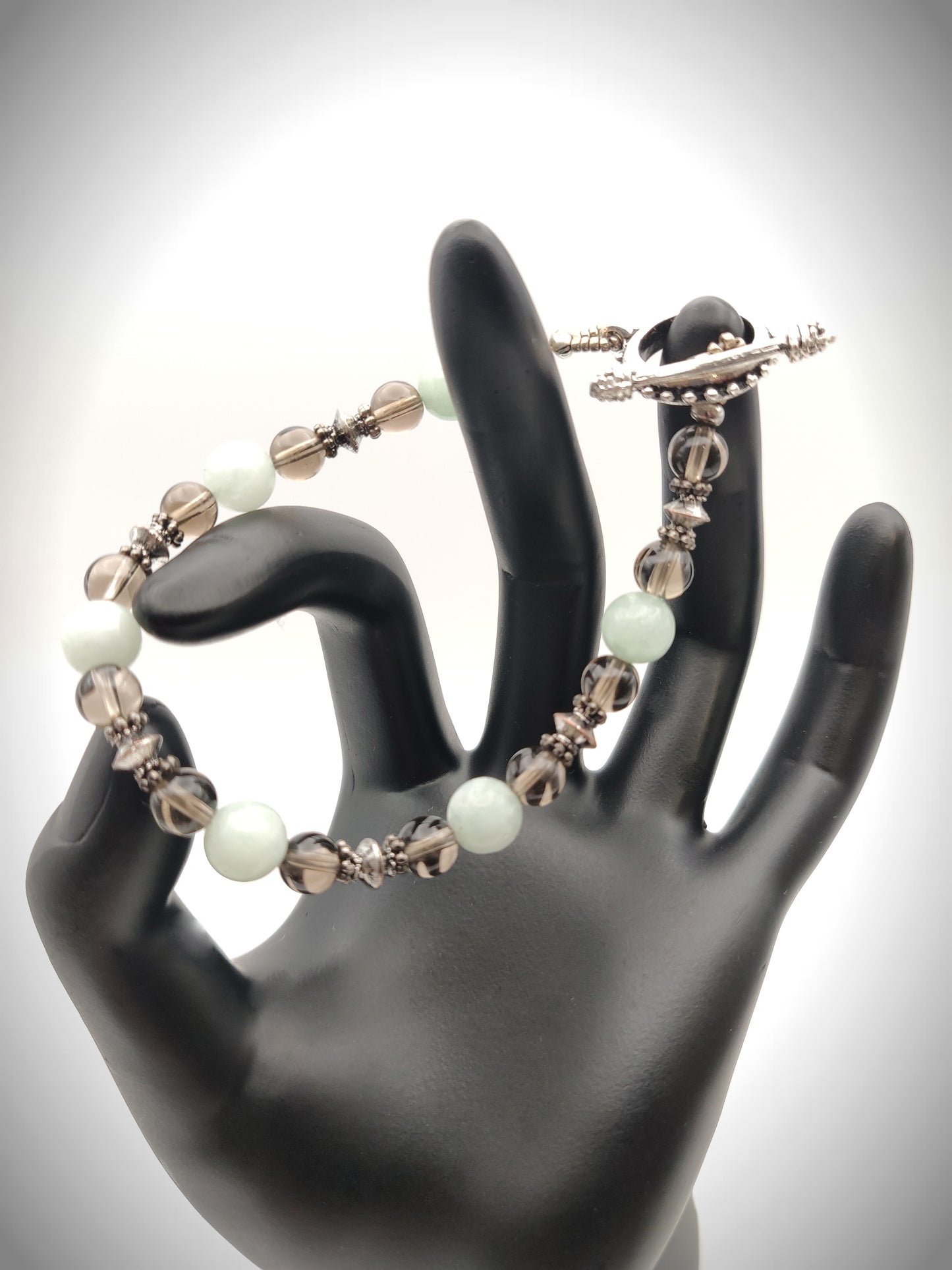 Smoky & Mint Quartz Beaded Bracelet