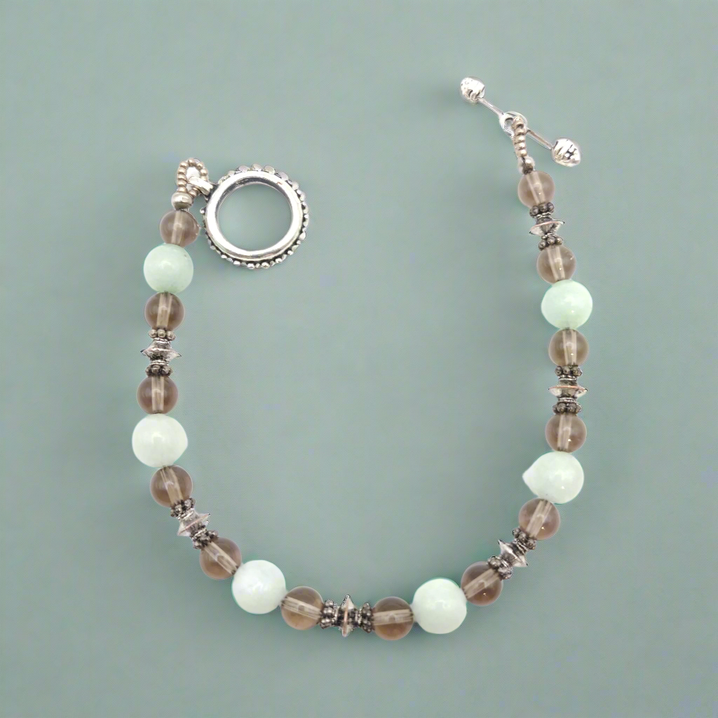 Smoky & Mint Quartz Beaded Bracelet