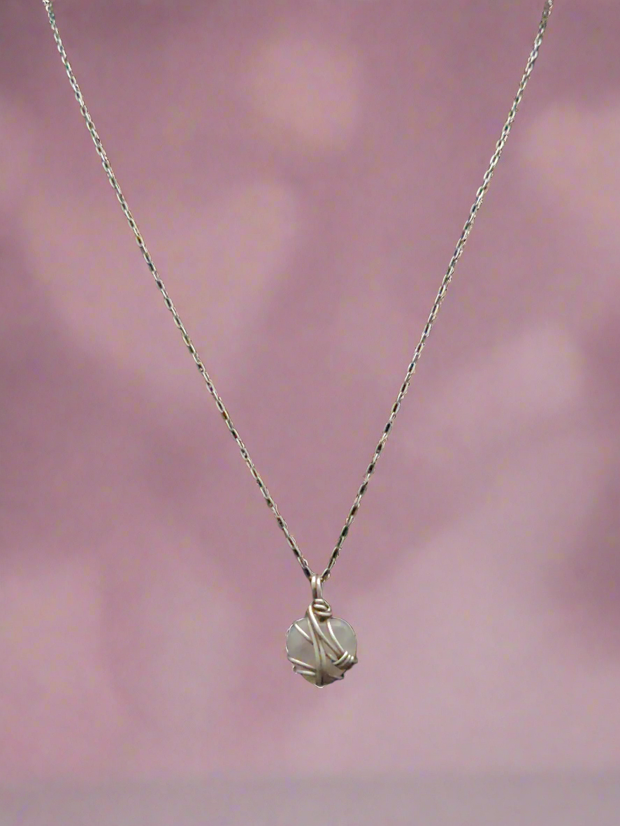 Mini Rose Quartz Heart Sterling Silver Pendant