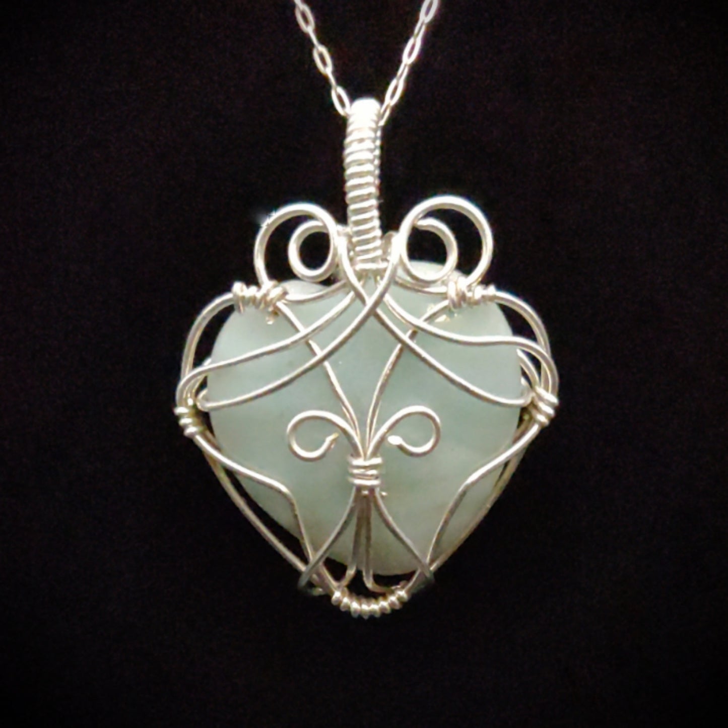 Sterling Silver & Amazonite Heart Pendant