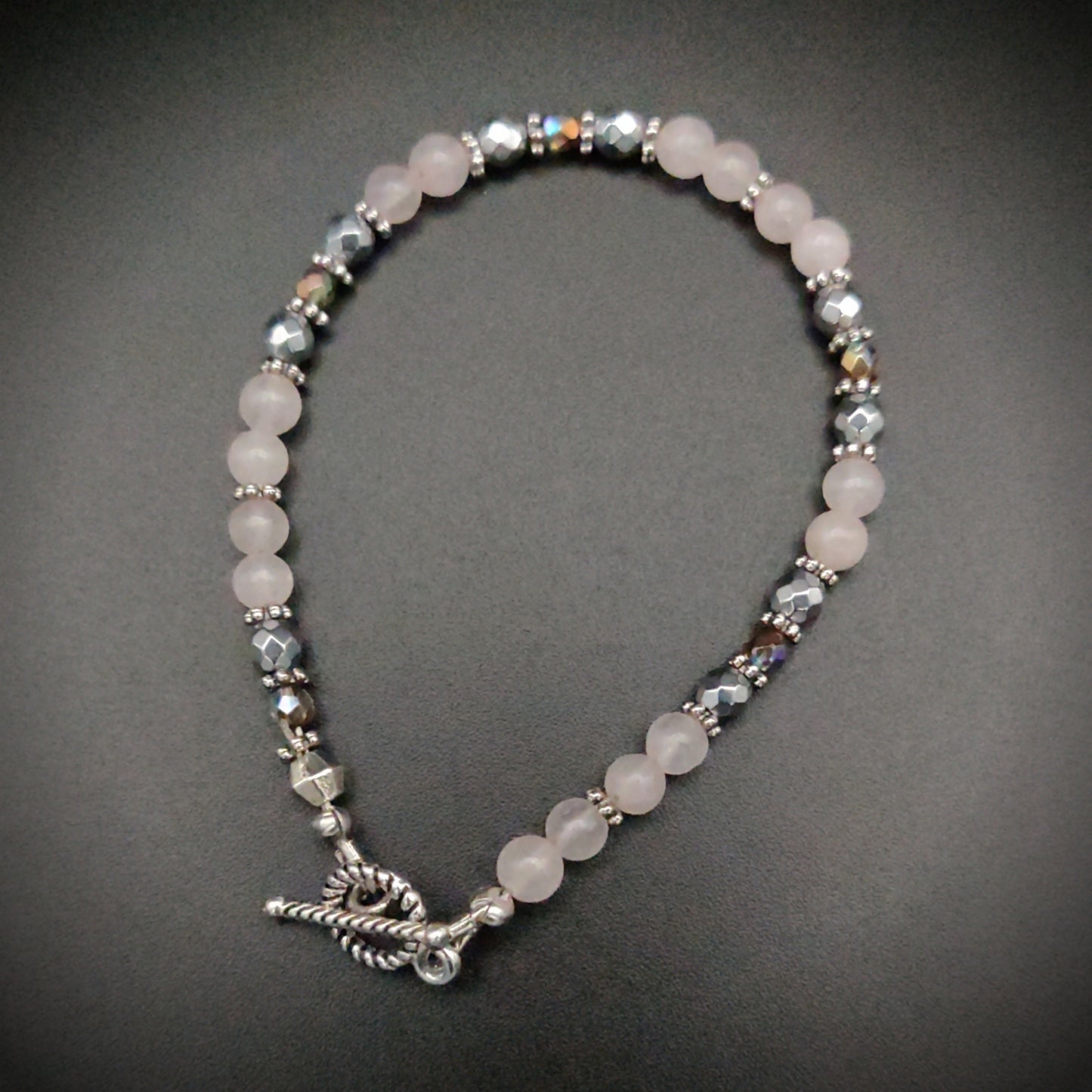 Rose Quartz & Hematite Beaded Bracelet
