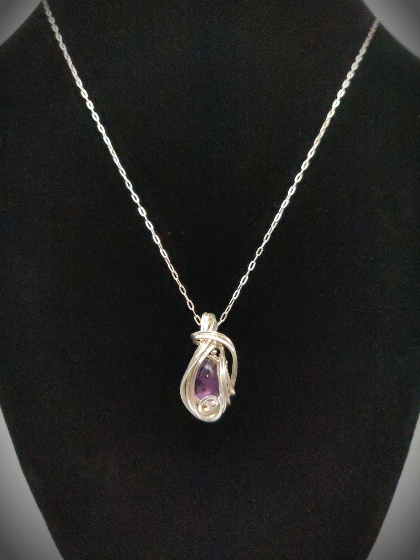 Amethyst & Sterling Silver Pendant Necklace
