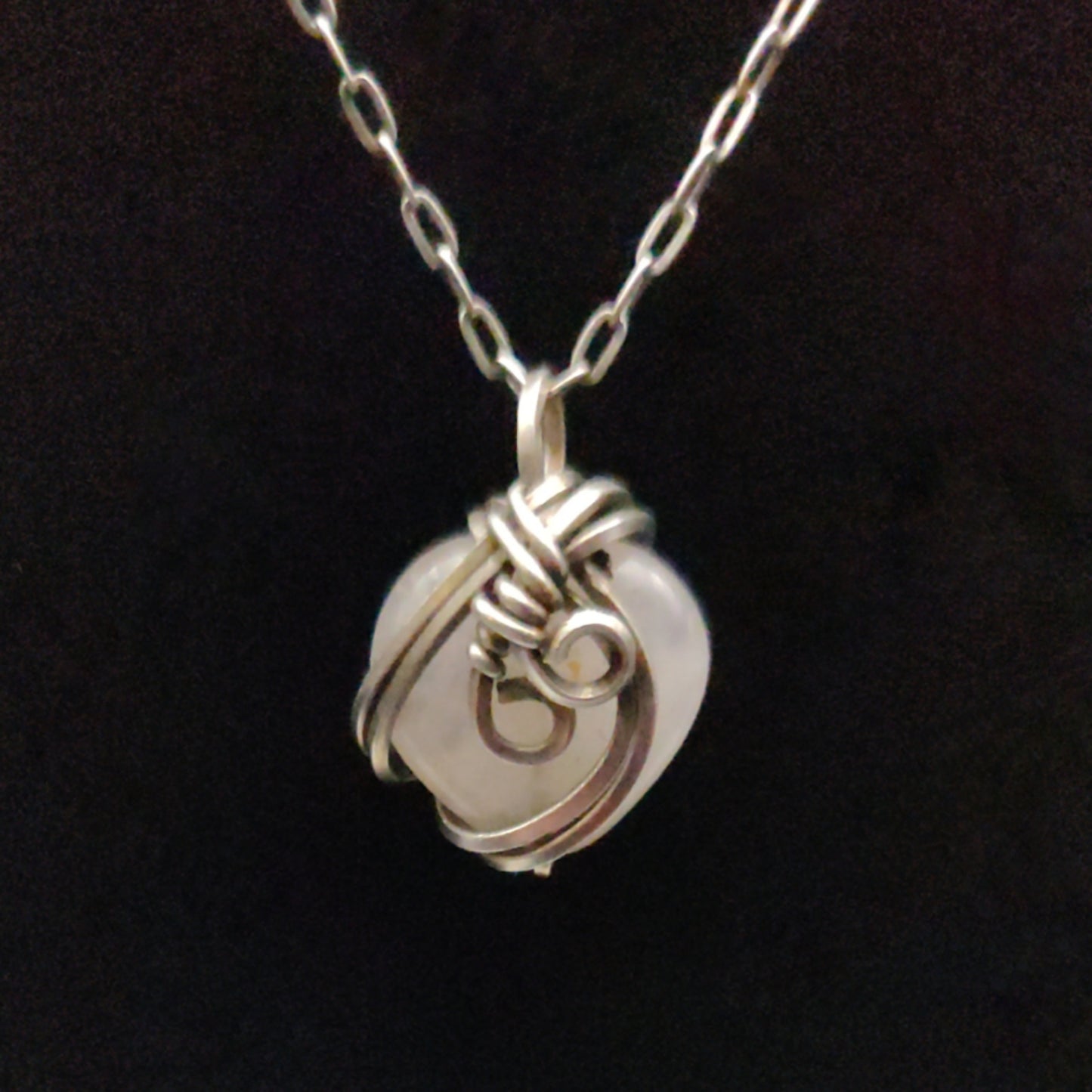 Mini Rose Quartz Heart & Sterling Silver Pendant Necklace