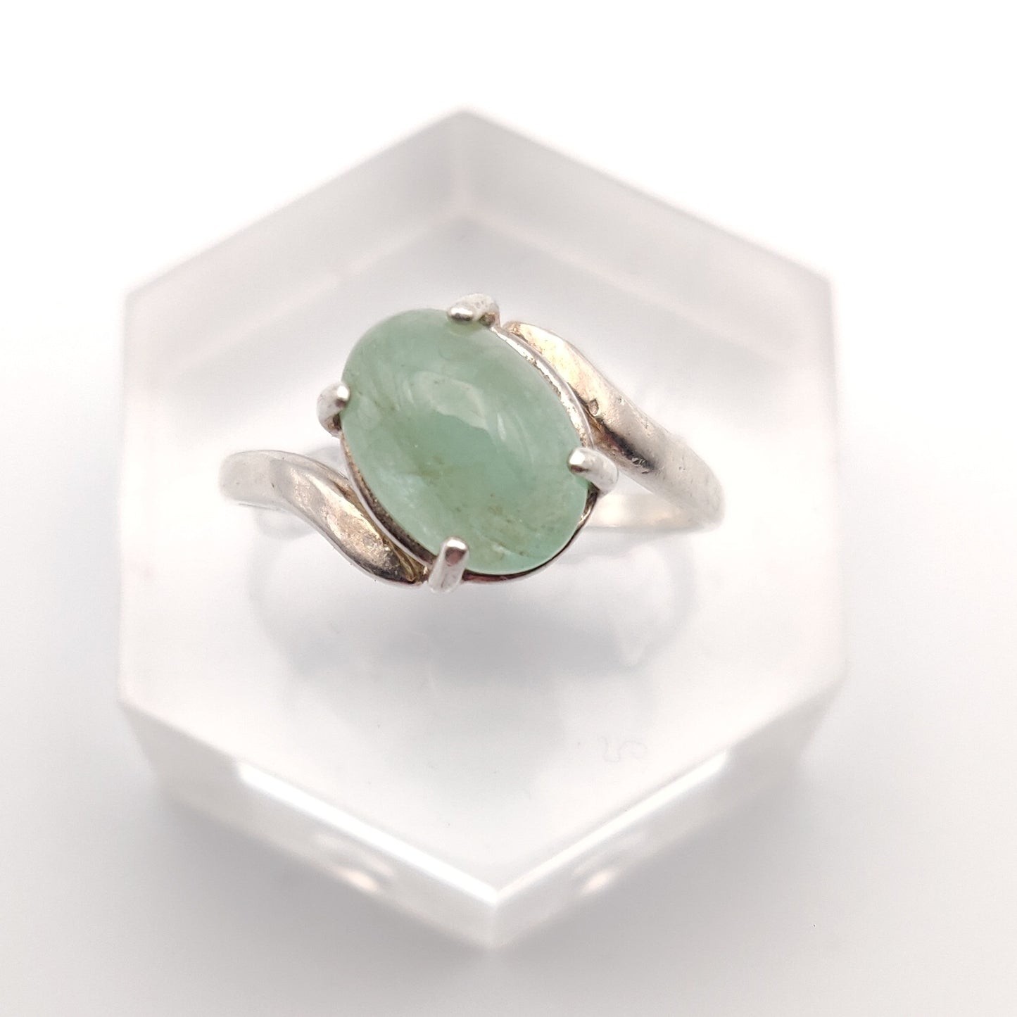Light Green Jade Sterling Silver Ring