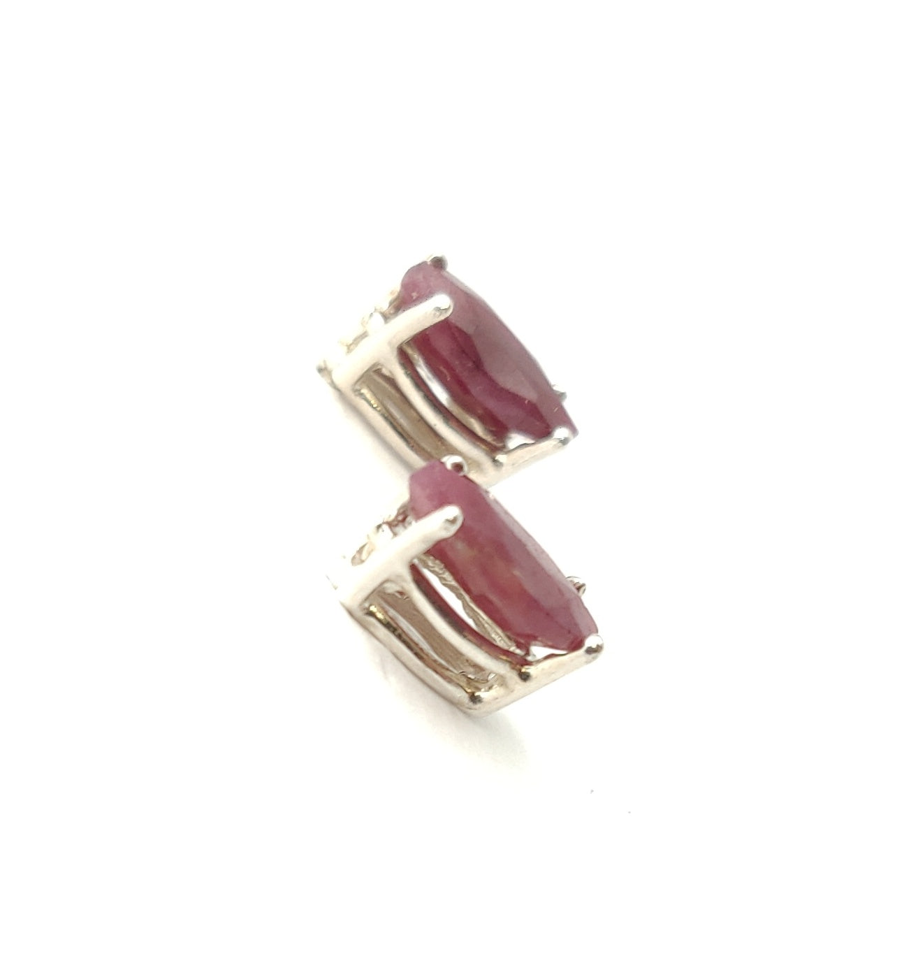Marquis-Cut Ruby Sterling Silver Stud Earrings