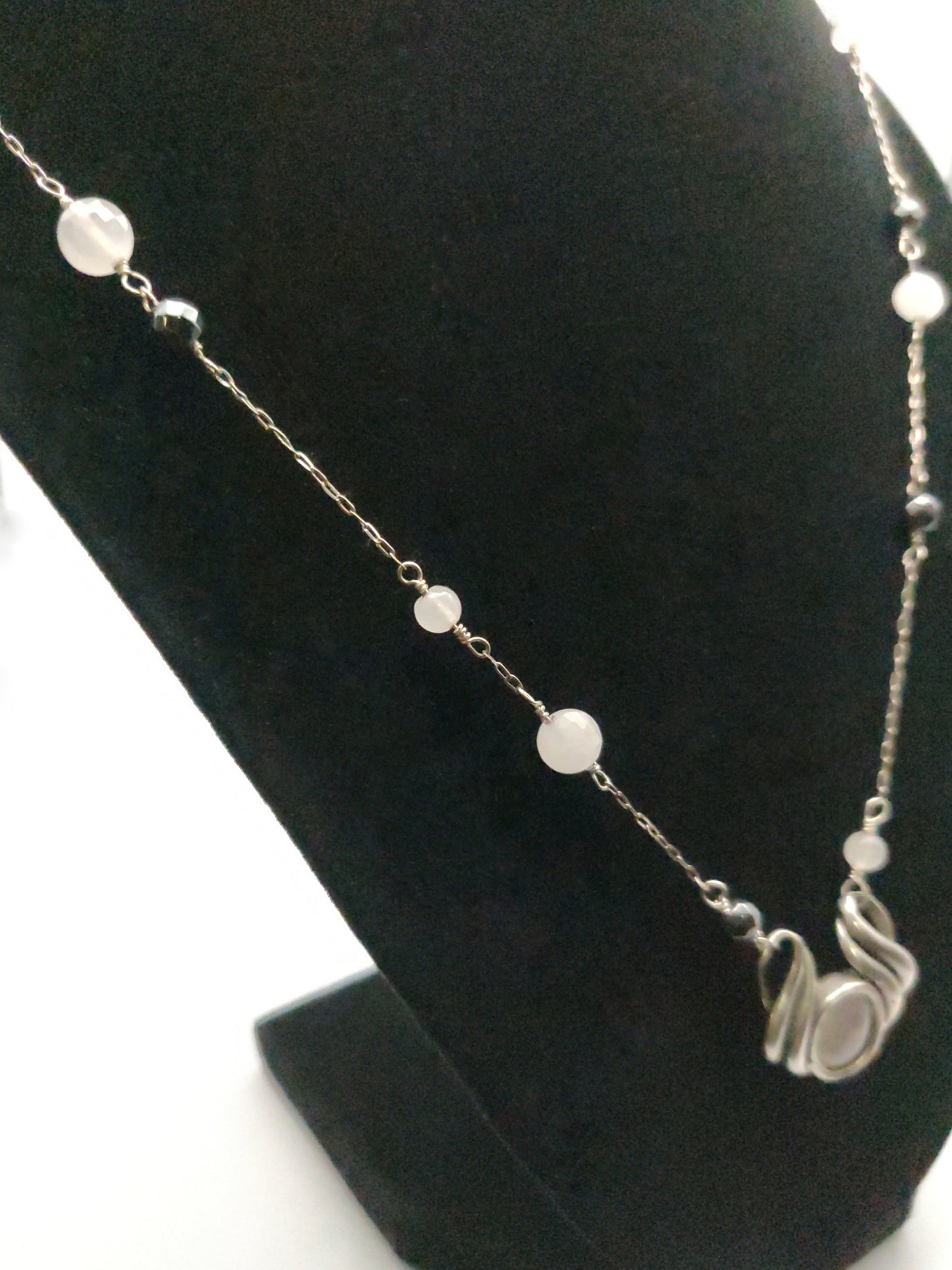 Sterling Silver & Rose Quartz Necklace & Earring Set