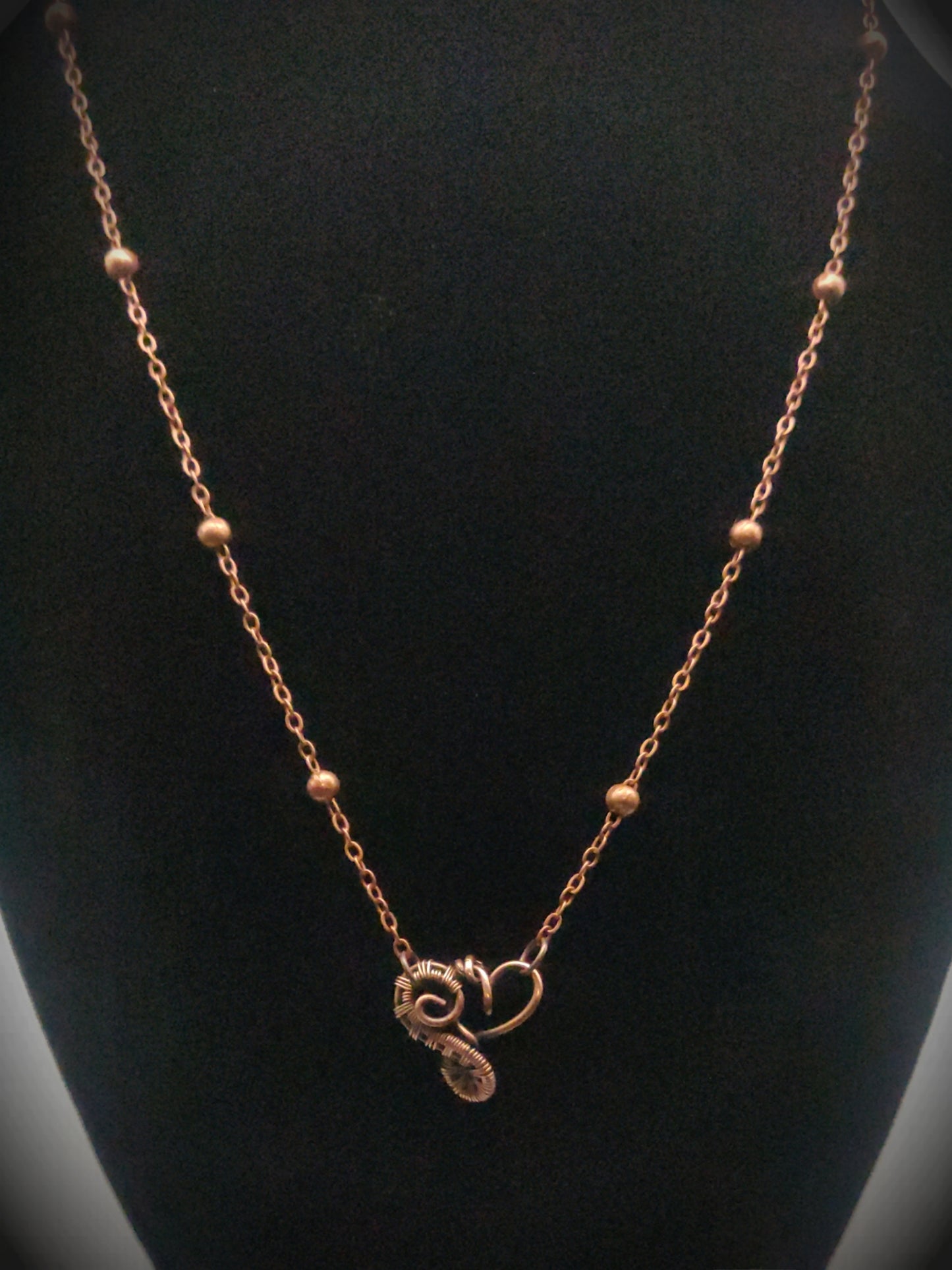 Handmade Copper Woven Mini-Heart Necklace