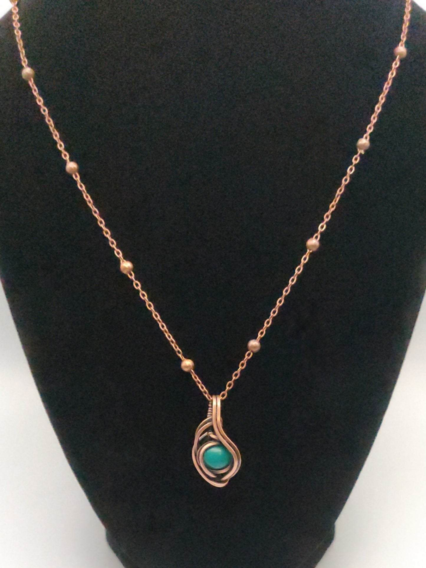 Antique Copper & Turquoise Pendant Necklace