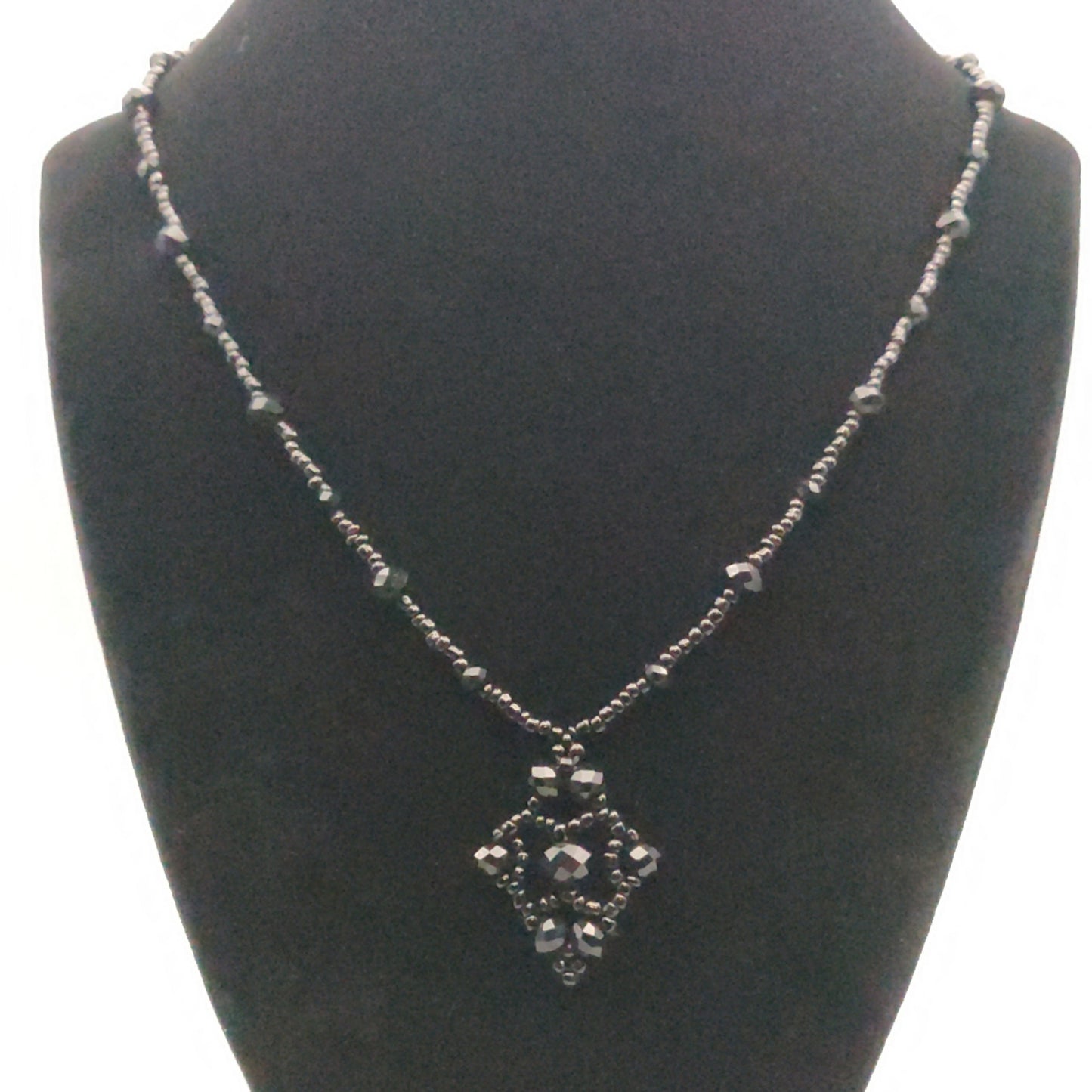 Gothic Handmade Black Beaded Necklace