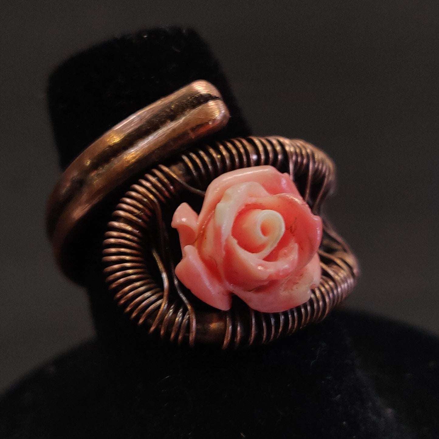 Boho Woven Copper Flower Ring