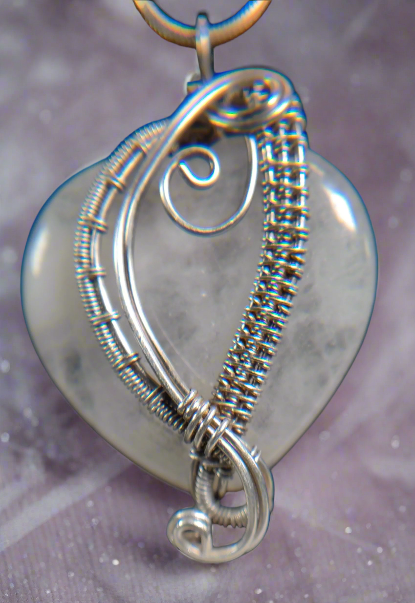Double-Sided Rose Quartz Heart & Sterling Silver Pendant Necklace