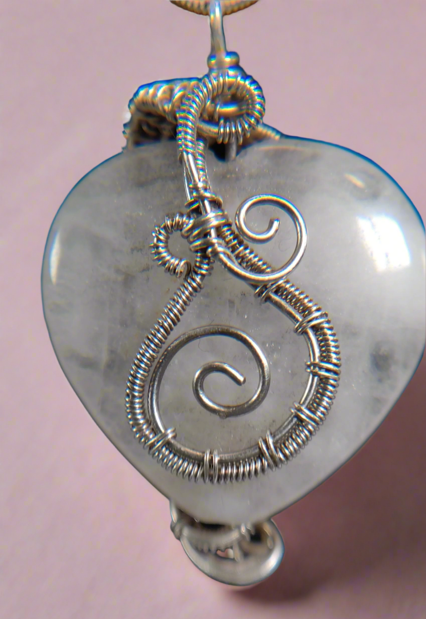 Double-Sided Rose Quartz Heart & Sterling Silver Pendant Necklace