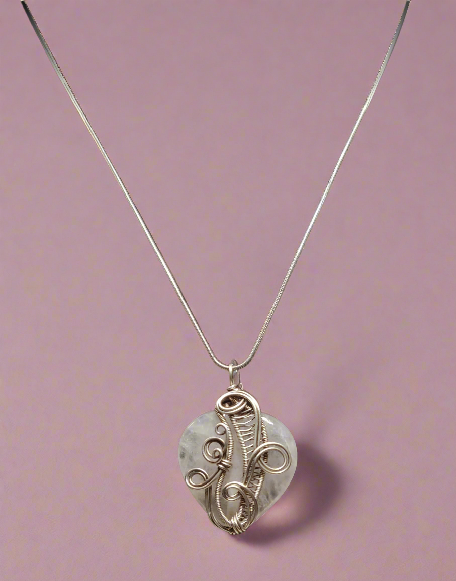 Sterling Silver & Rose Quartz Heart Necklace