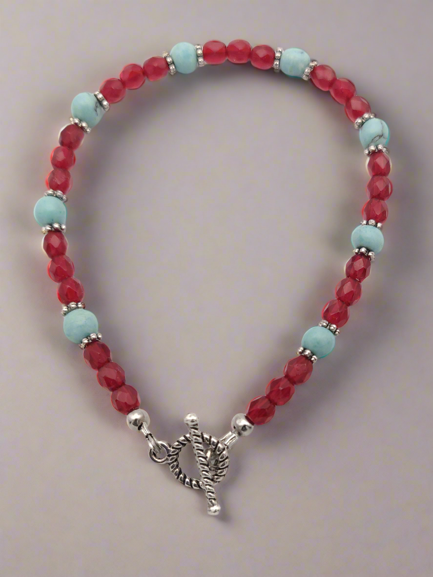 Wagnerite & Crystal Beaded Bracelet