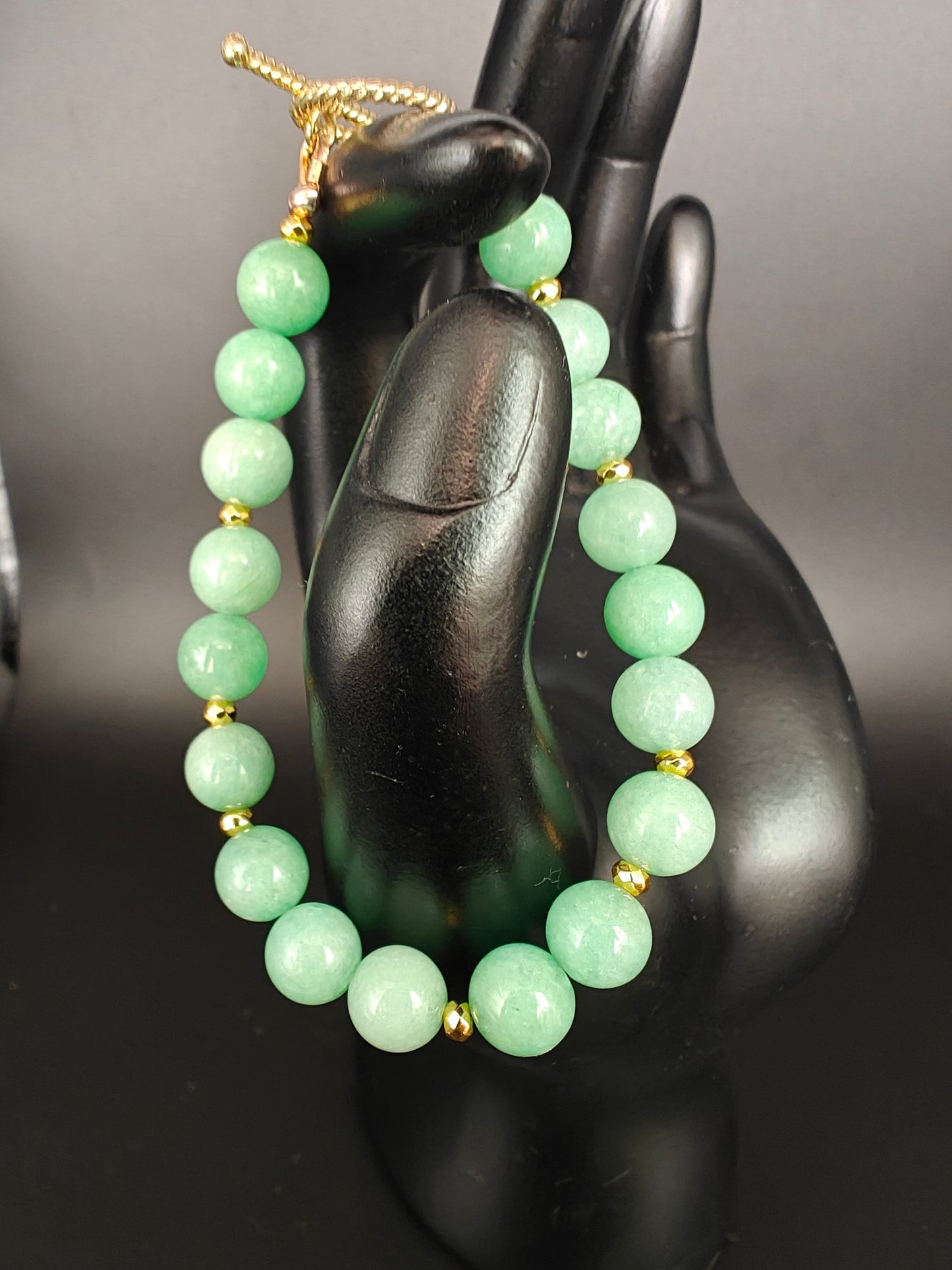 Mint Quartz & Gold Hematite Beaded Bracelet