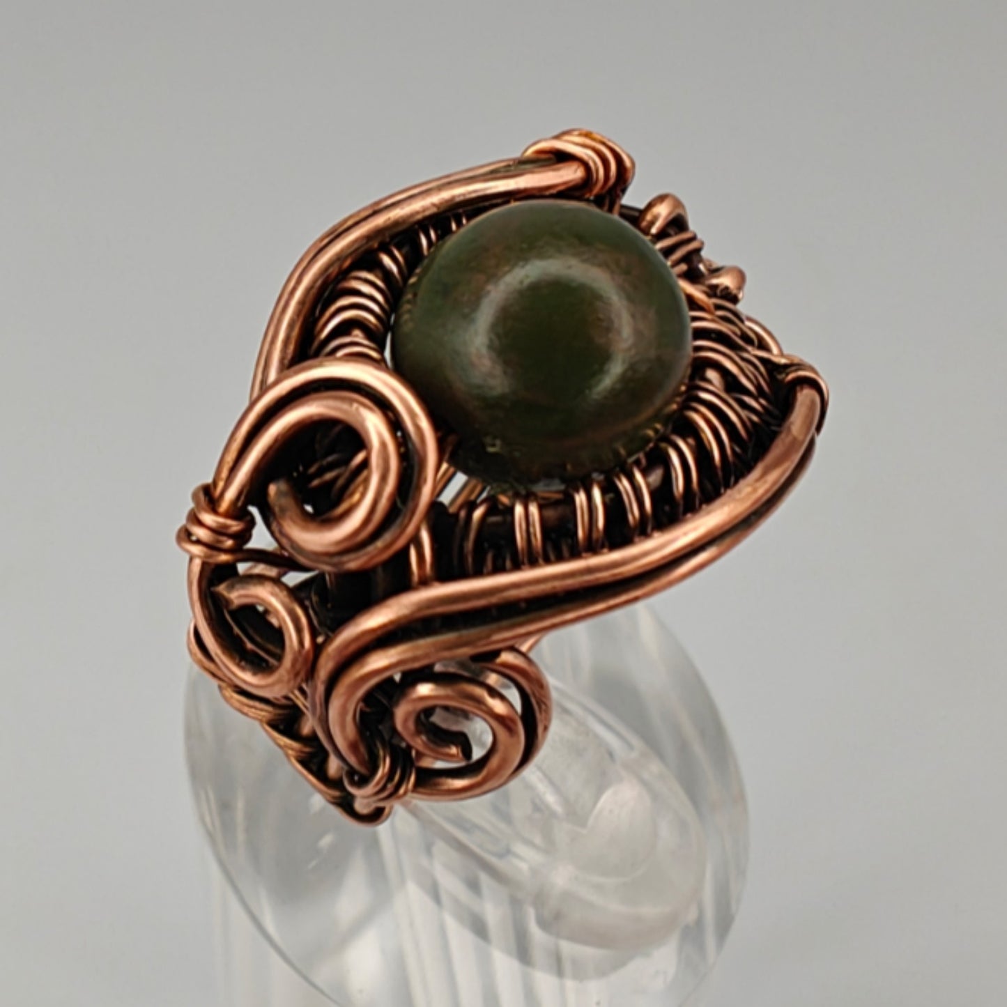 Jade & Antique Copper Ring