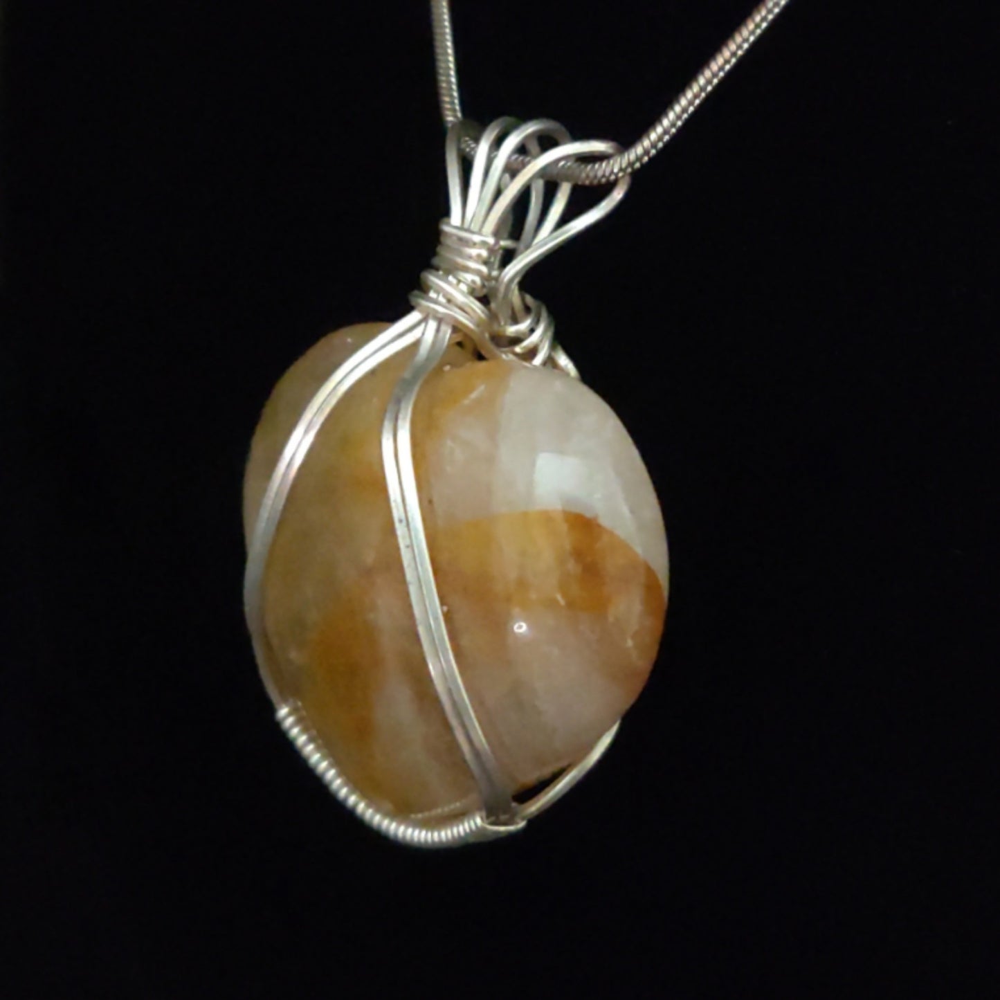 Citrine Heart & Sterling Silver Pendant Necklace