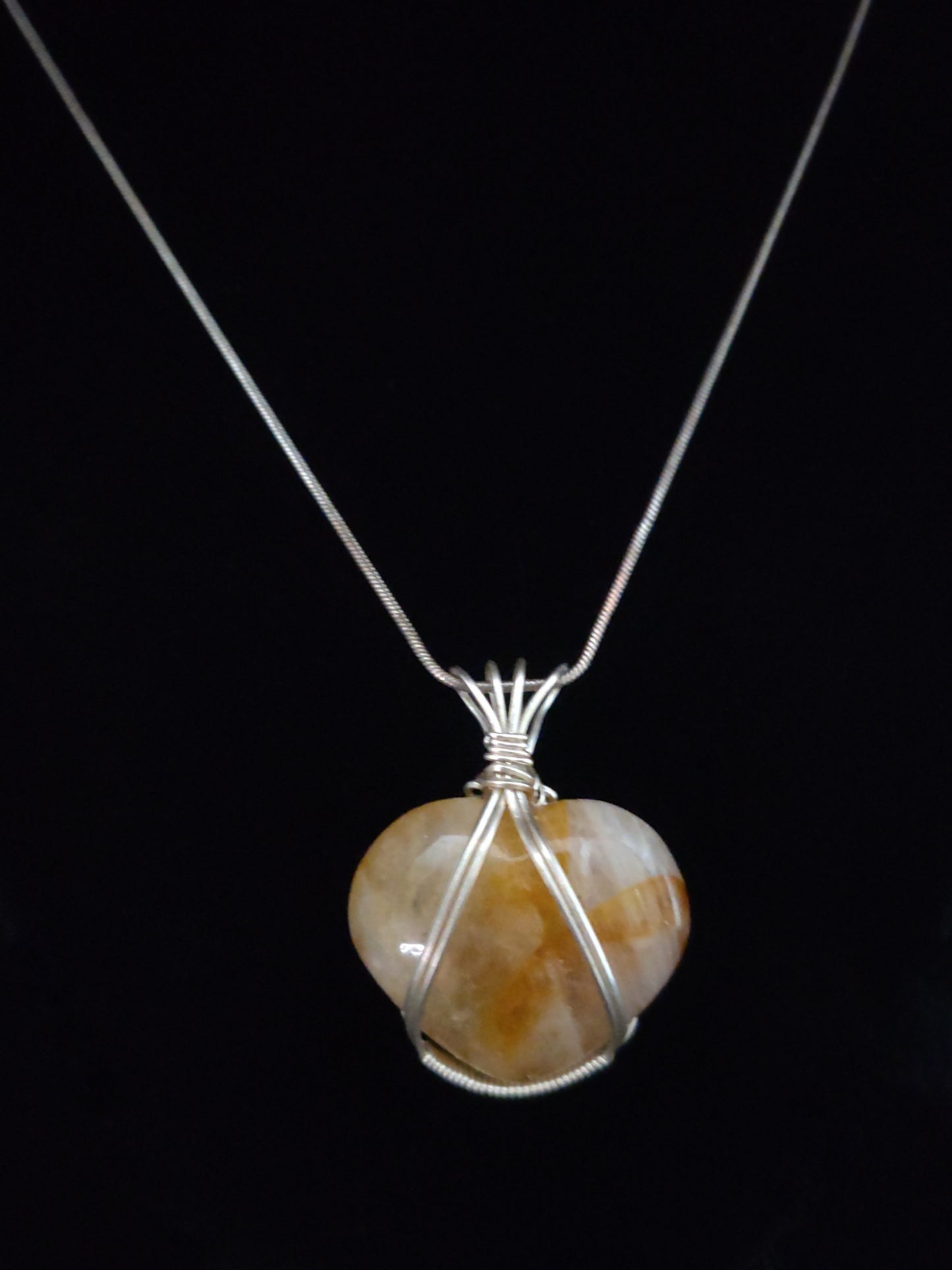 Citrine Heart & Sterling Silver Pendant Necklace