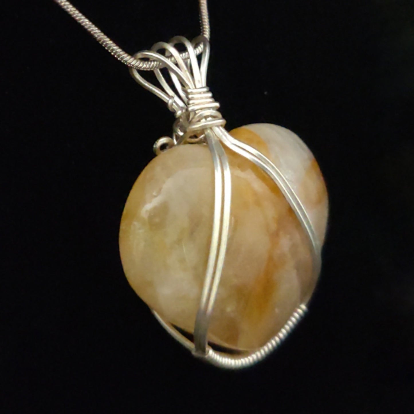Citrine Heart & Sterling Silver Pendant Necklace