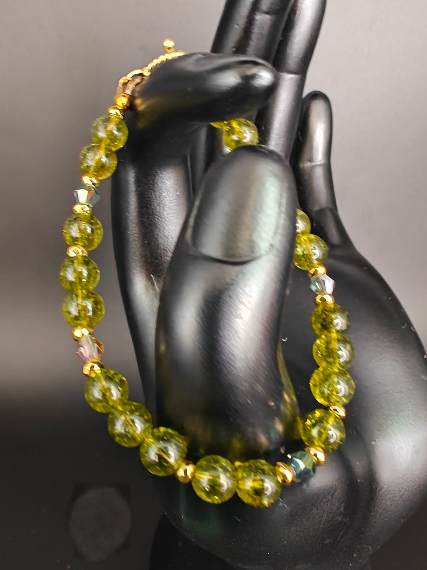 Peridot & Gold Hematite Beaded Bracelet