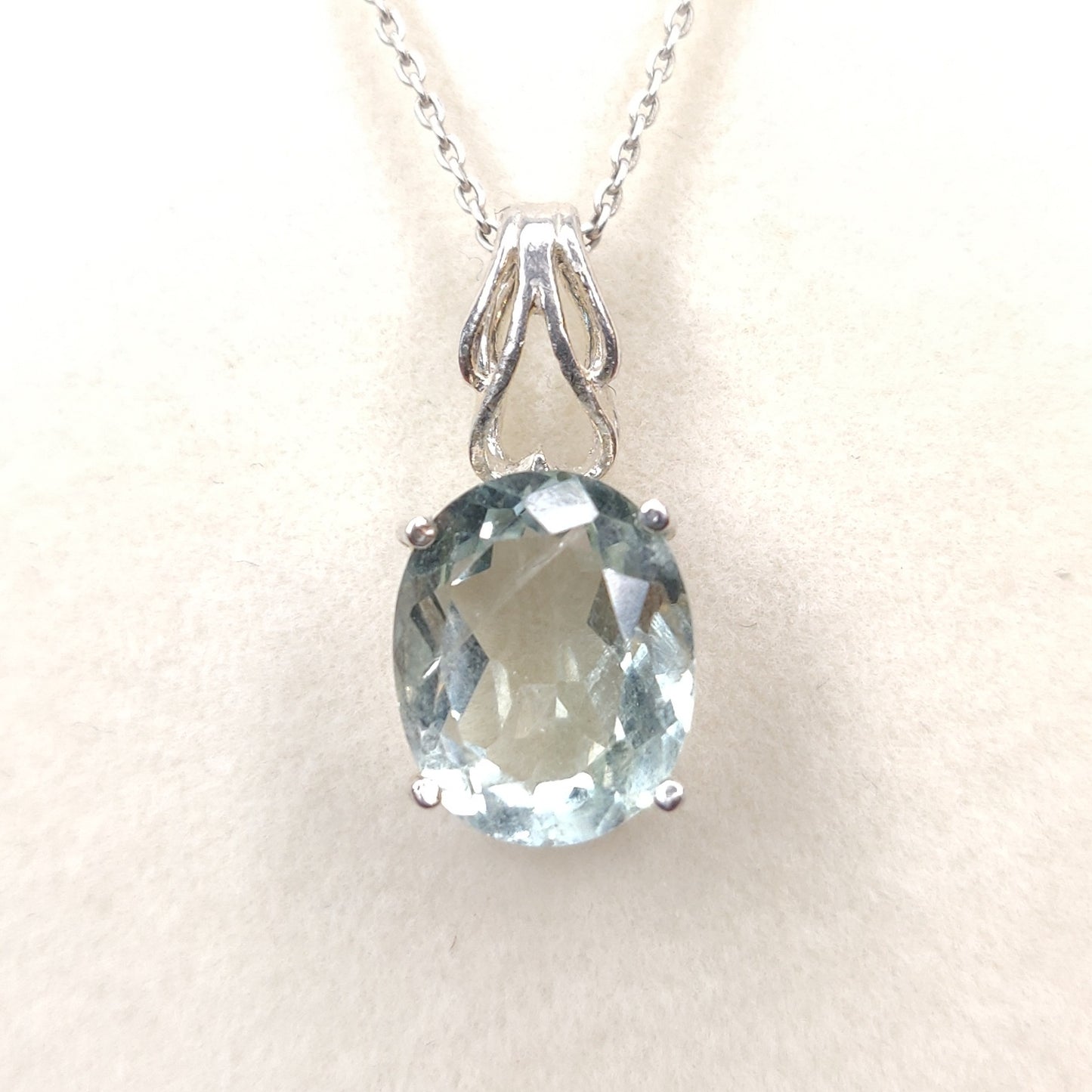 Green Amethyst & Sterling Silver Pendant Necklace