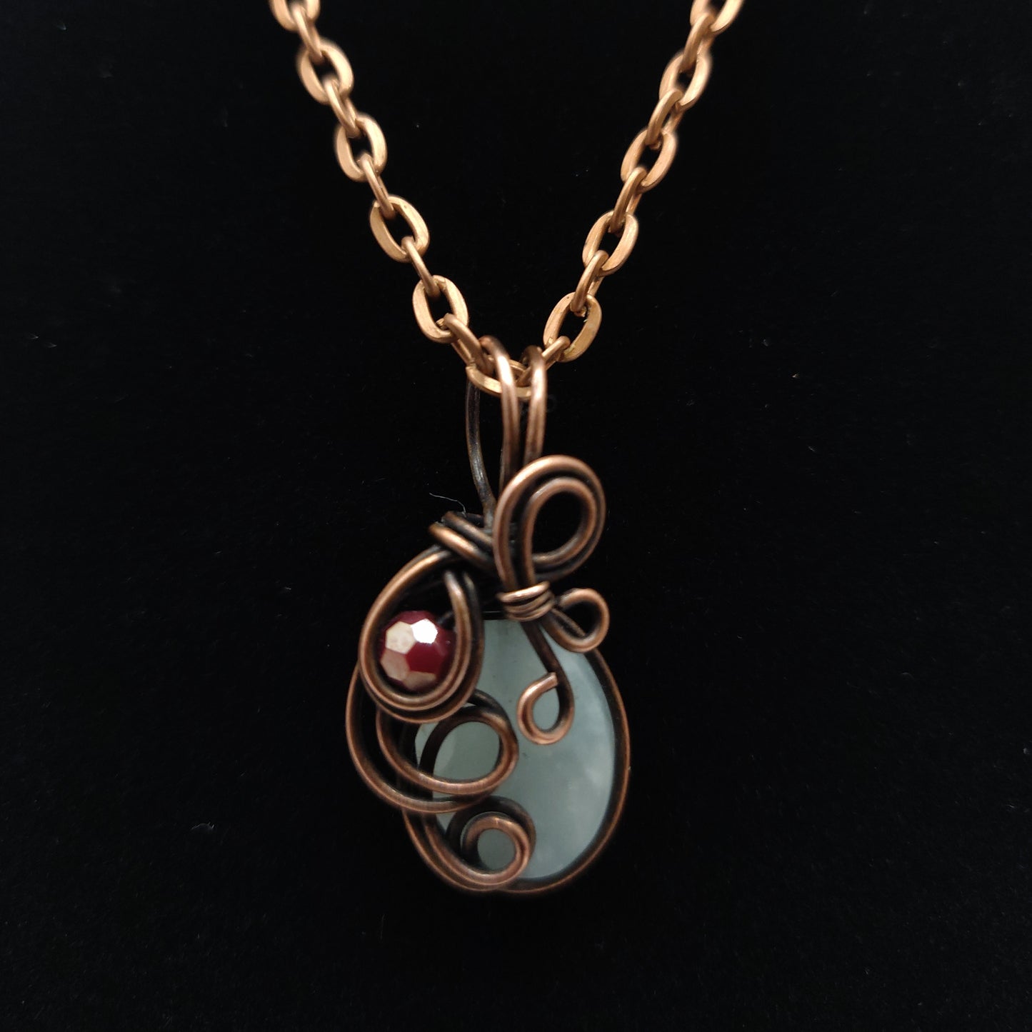 Mini Oval Amazonite & Copper Pendant Necklace