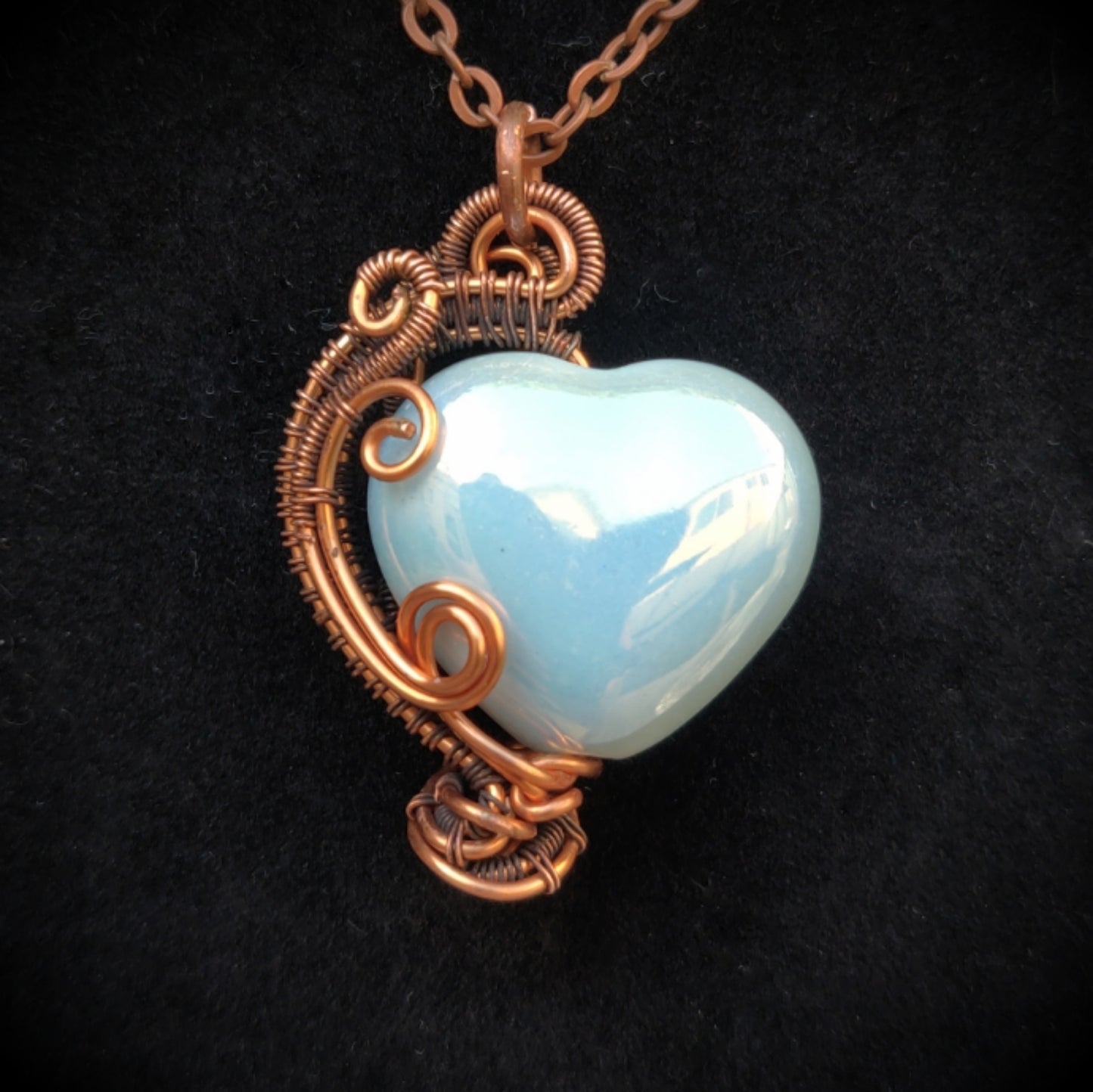 Antique Copper Double-sided Heart Necklace