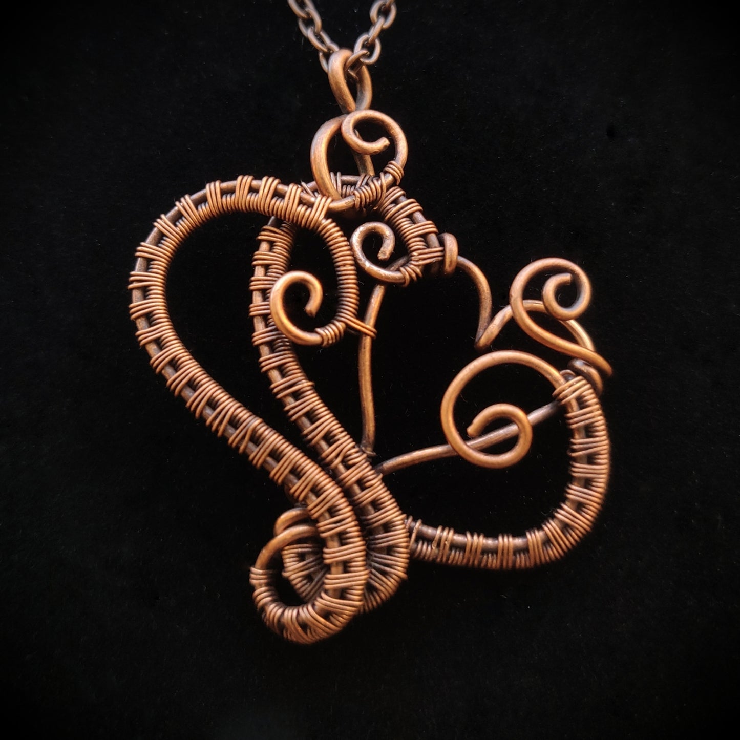Antique Copper Woven Heart Pendant