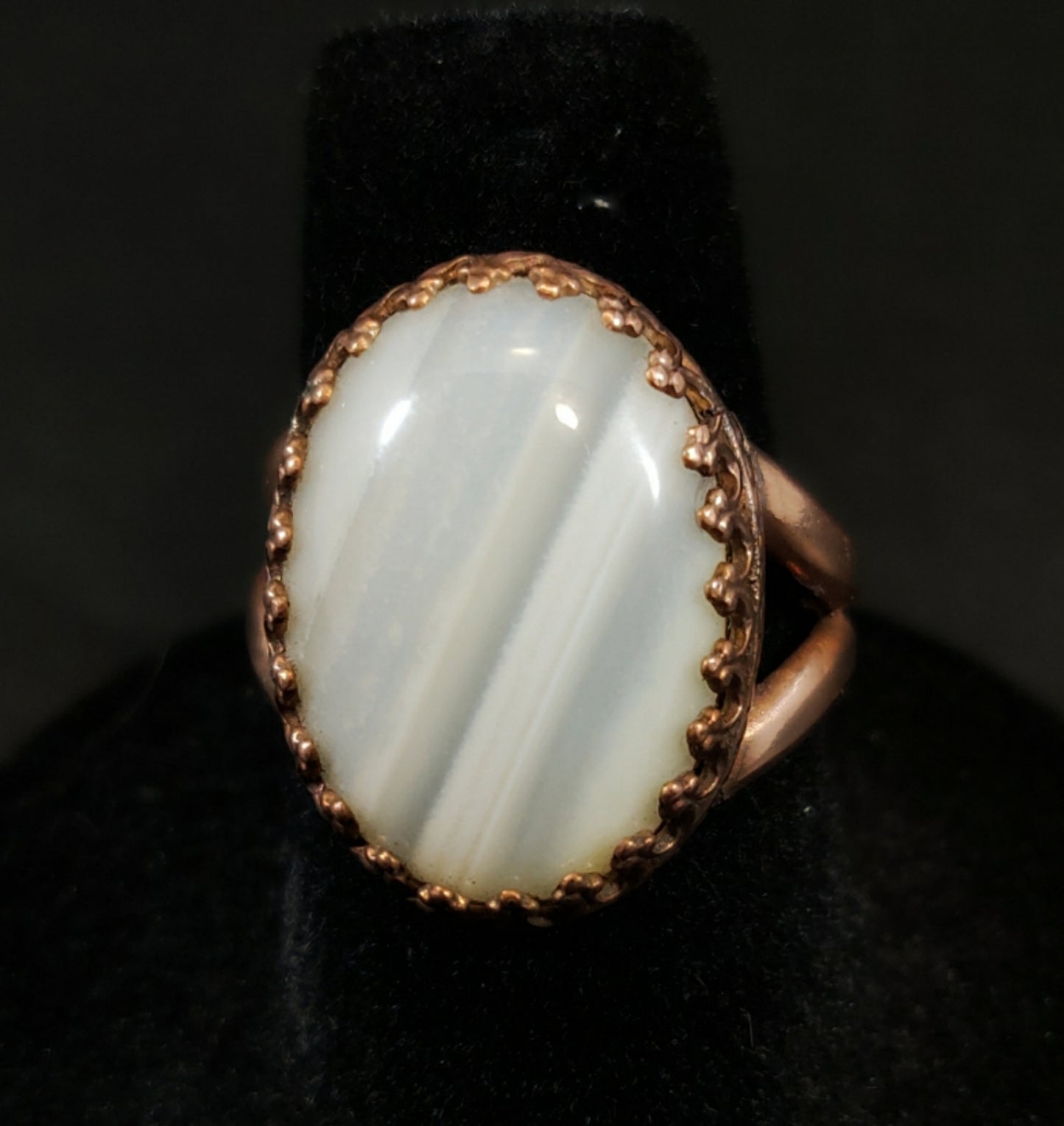 White Agate Copper Cocktail Ring