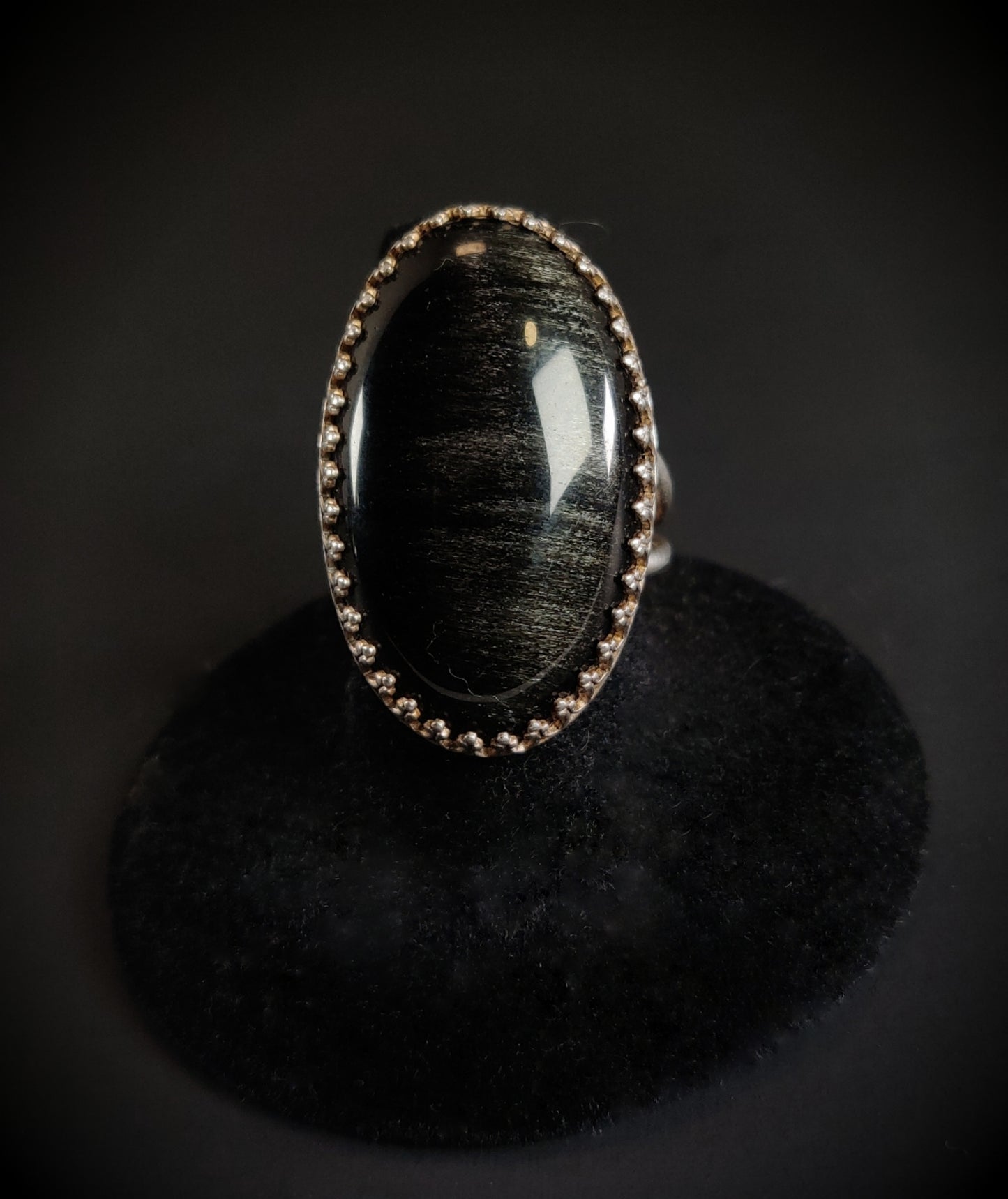 Sterling Silver Obsidian Cocktail Ring