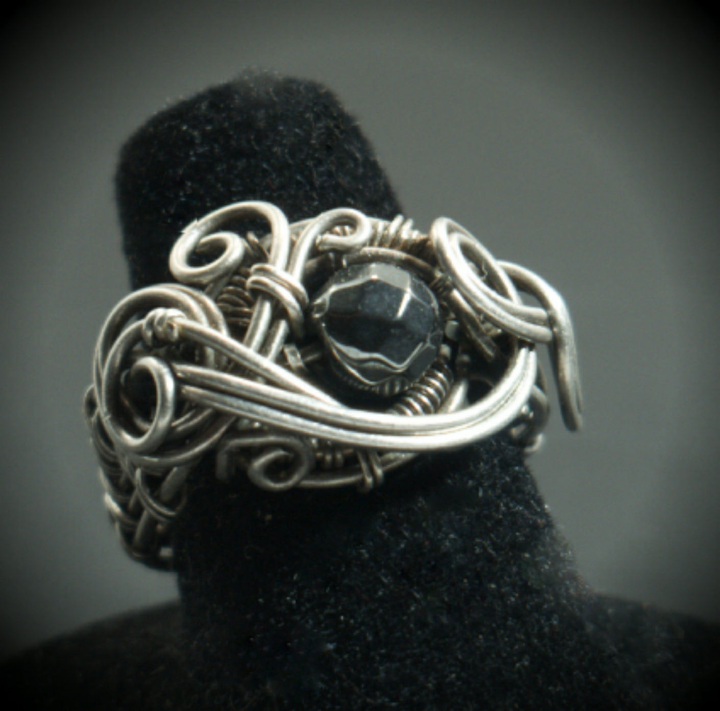Handmade Sterling Silver & Hematite Ring