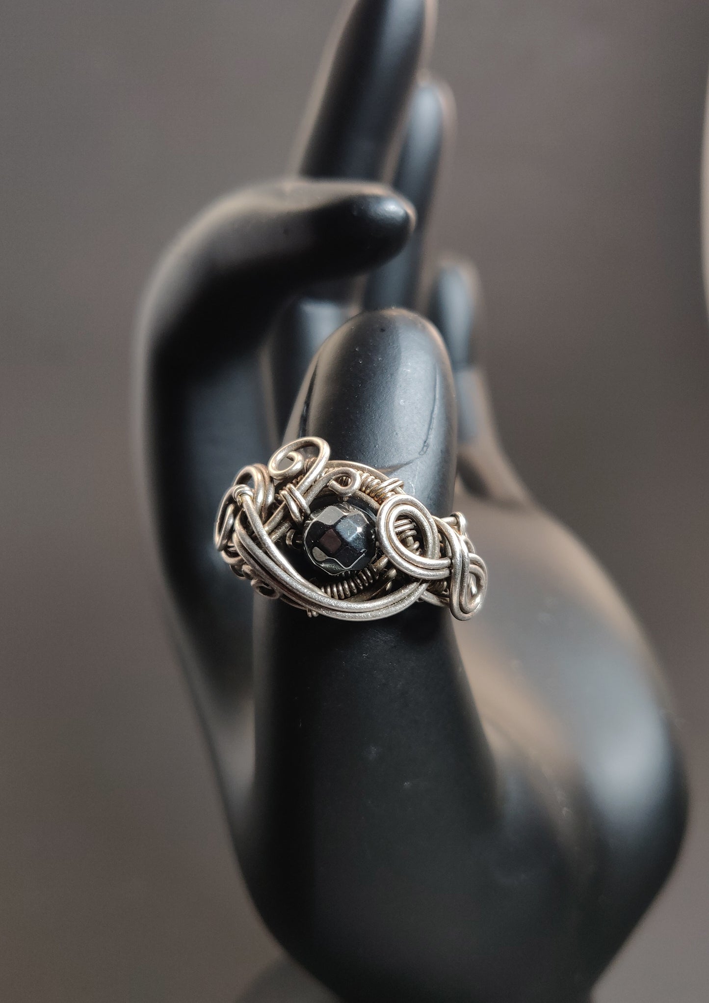 Handmade Sterling Silver & Hematite Ring