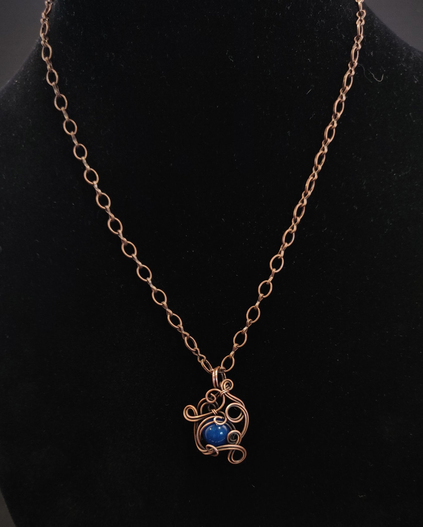 Curly Lapis Lazuli Copper Pendant