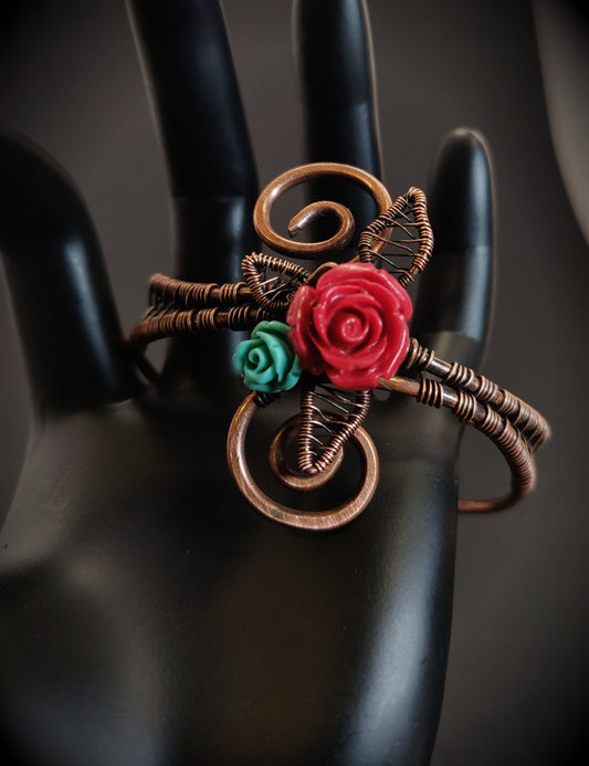 Copper Flower Cuff Bracelet