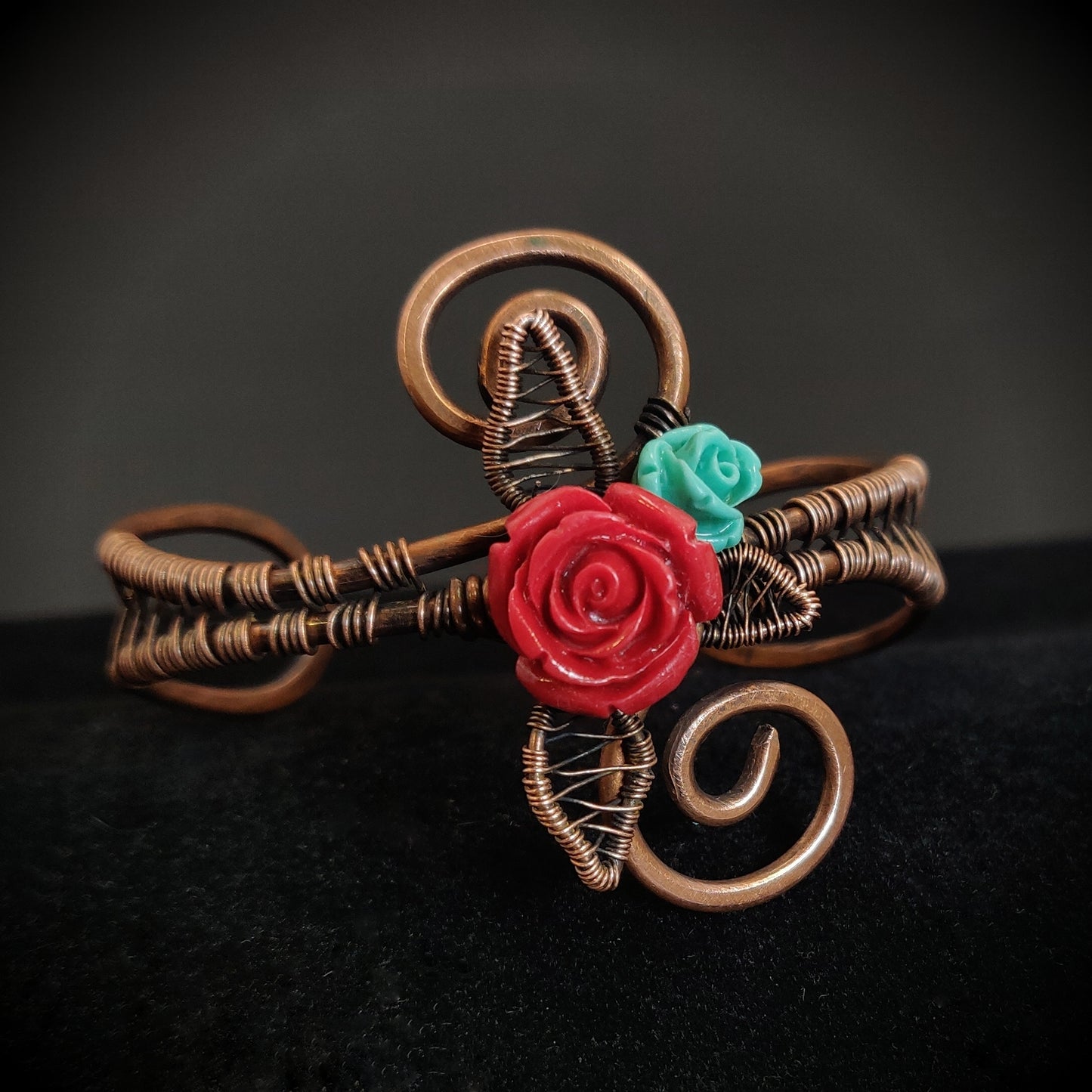 Copper Flower Cuff Bracelet