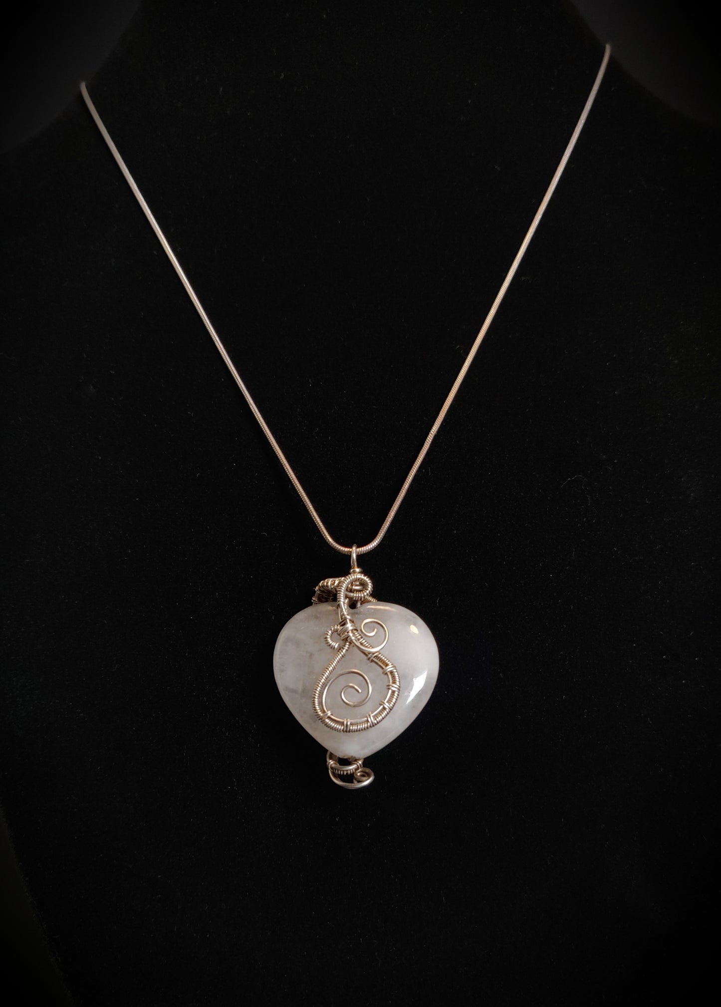 Double-Sided Rose Quartz Heart & Sterling Silver Pendant Necklace