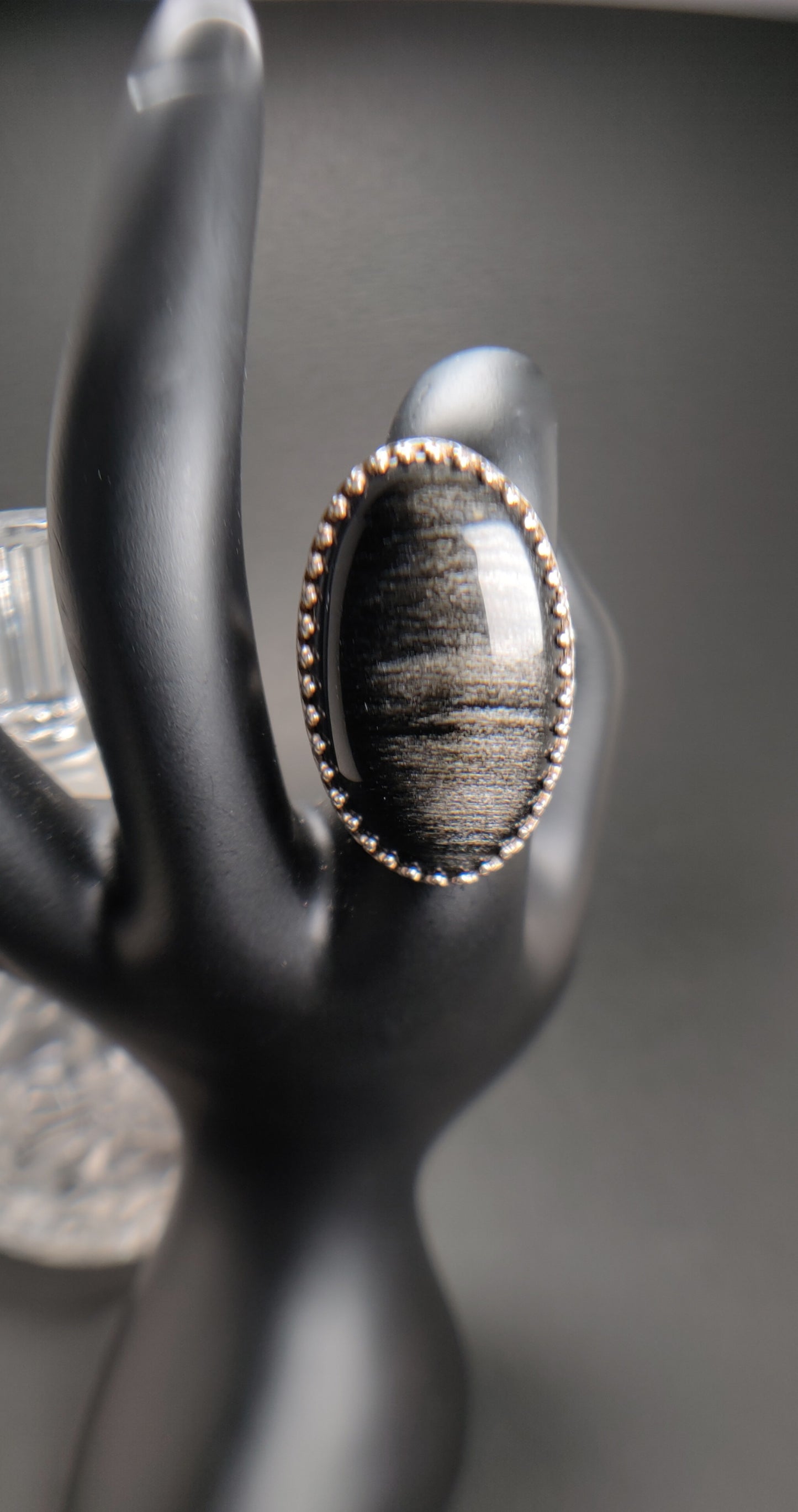 Sterling Silver Obsidian Cocktail Ring