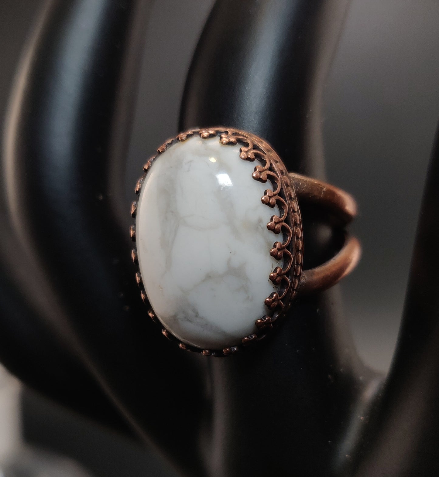 White Howlite Copper Cocktail Ring