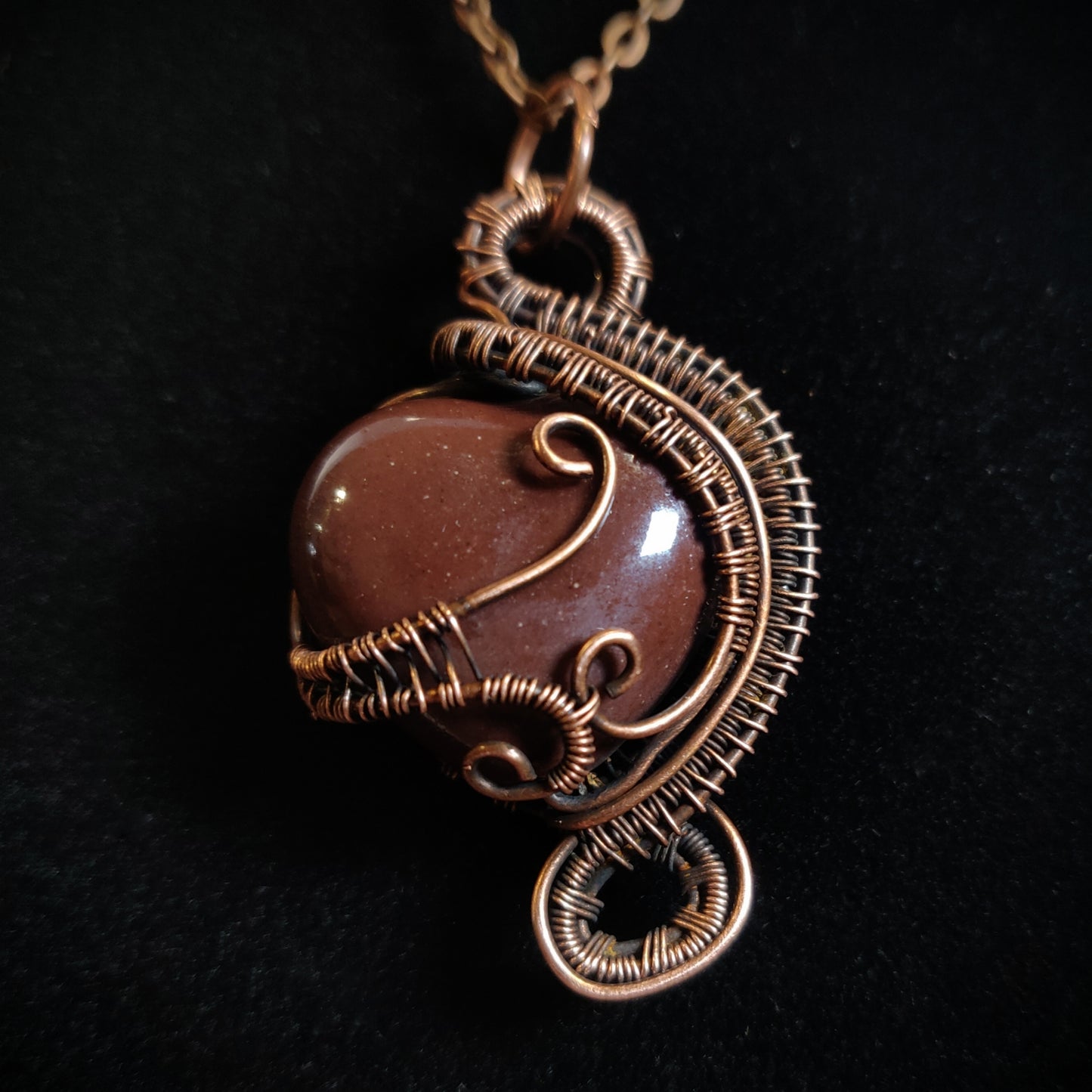 Double-Sided Blood Red "Be Still My Heart" Copper Pendant