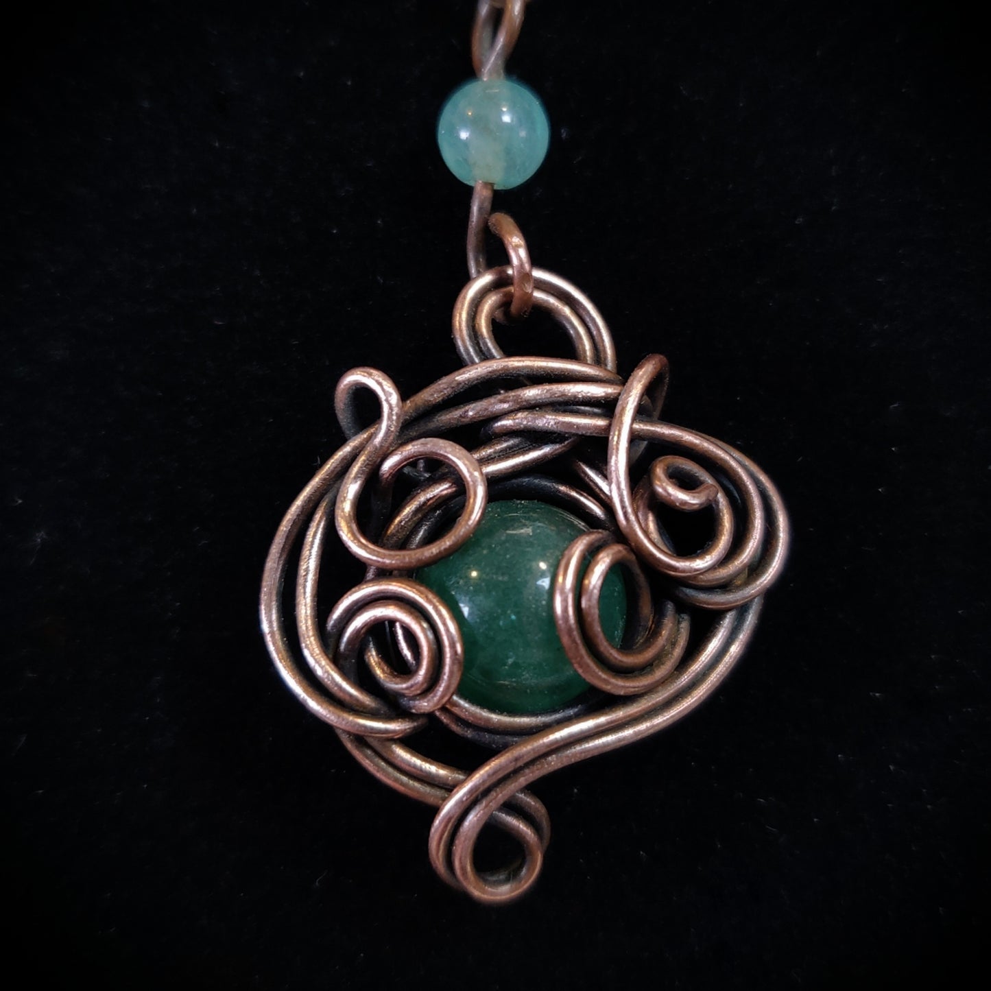 Green Aventurine & Antique Copper Pendant Necklace