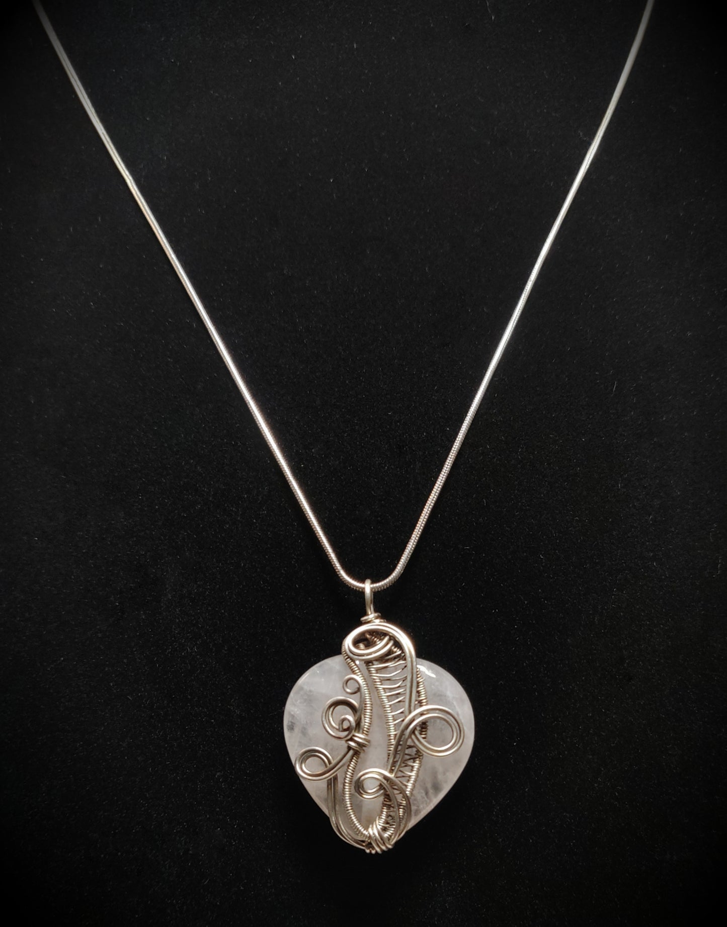 Sterling Silver & Rose Quartz Heart Necklace