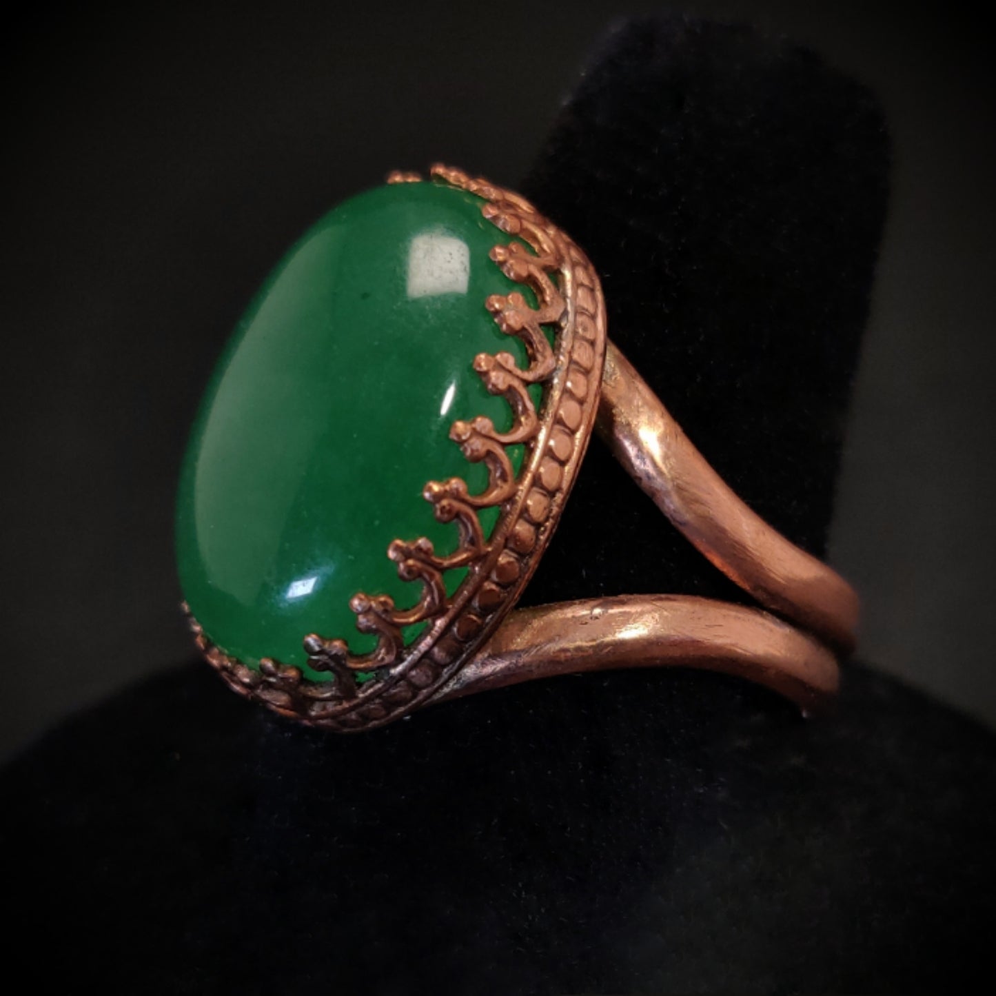 Malaysian Jade Copper Cocktail Ring